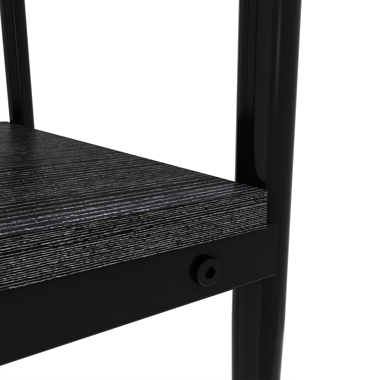 Dark wood grain shelf with black metal frame modern design