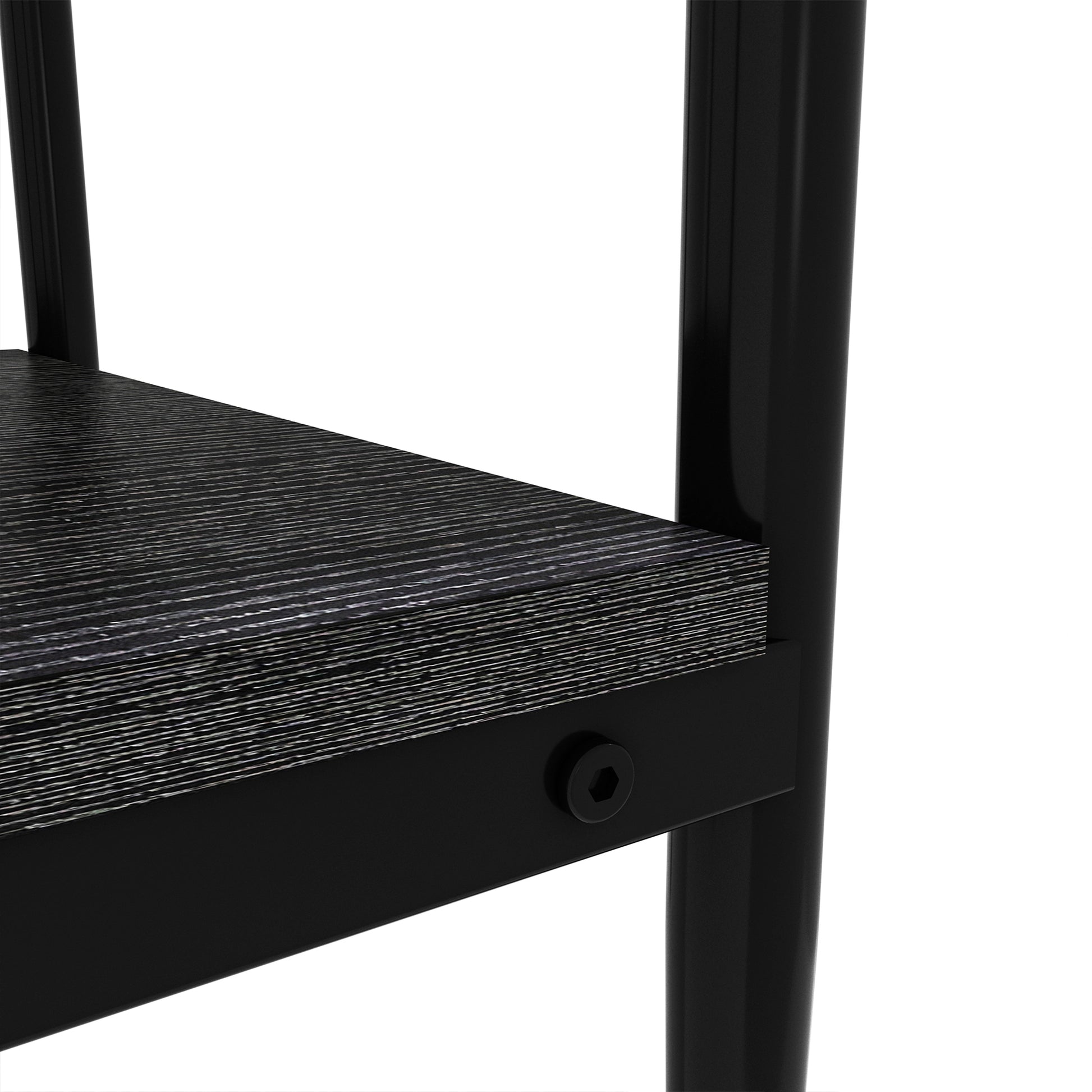 Dark wood grain shelf with black metal frame modern design