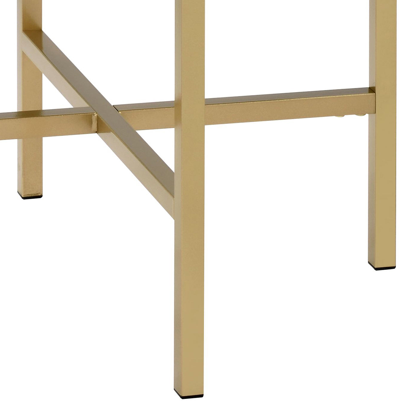 Gold metal table legs with crisscross support beams elegant contemporary design