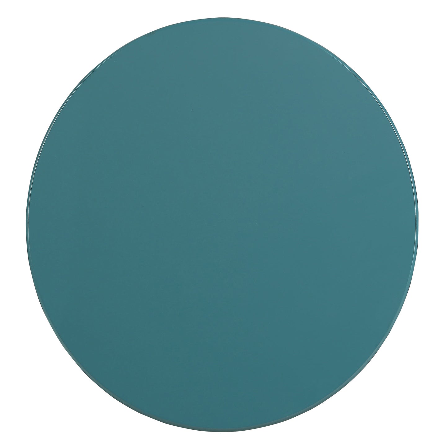 Teal round metal tabletop modern design for dining or accent table