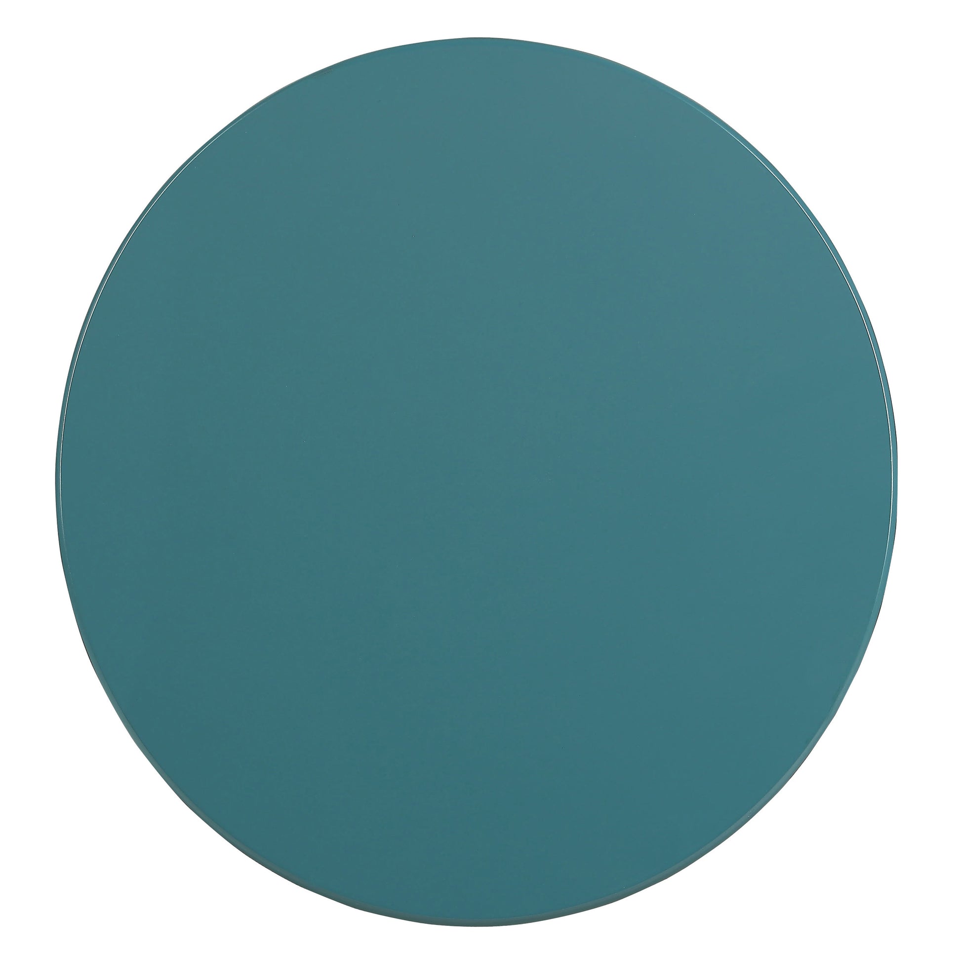 Teal round metal tabletop modern design for dining or accent table