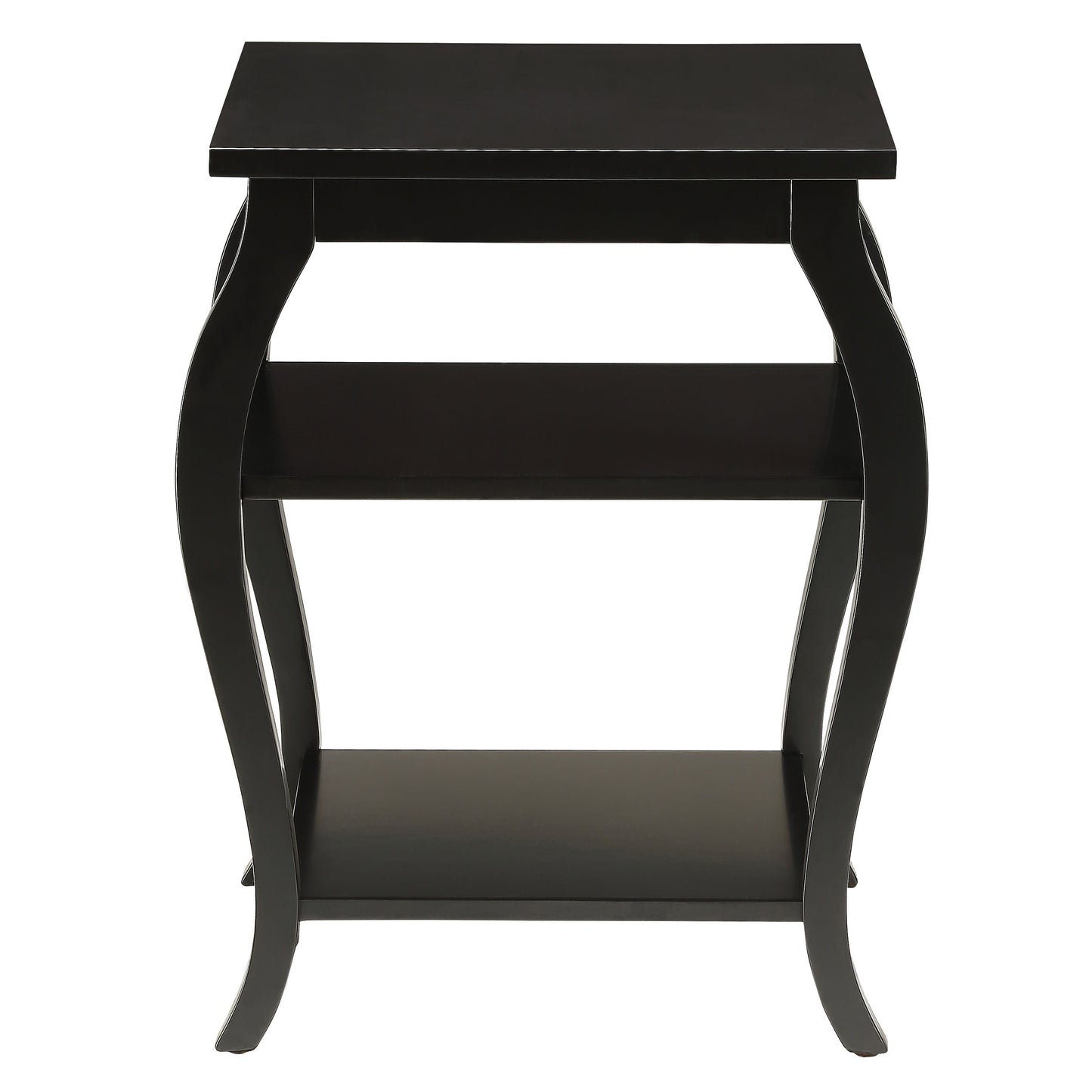 Black twotier console table with curved legs