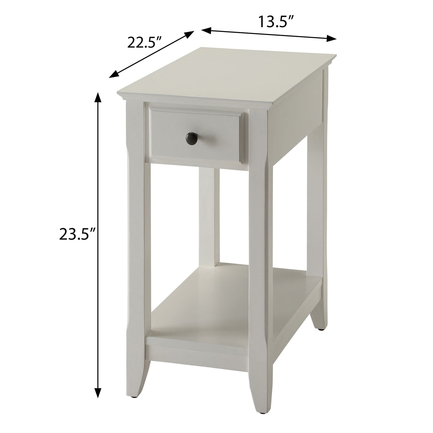 White end table with one drawer and lower shelf  H x  W x  D
