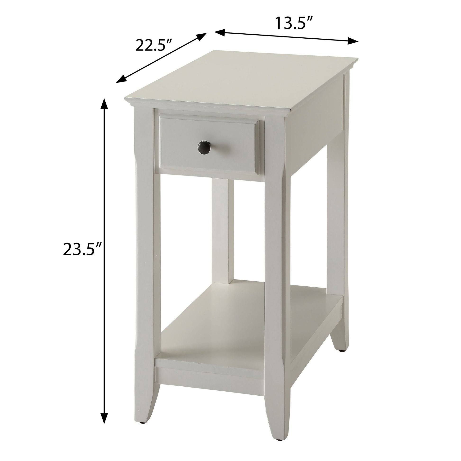 White end table with one drawer and lower shelf  H x  W x  D