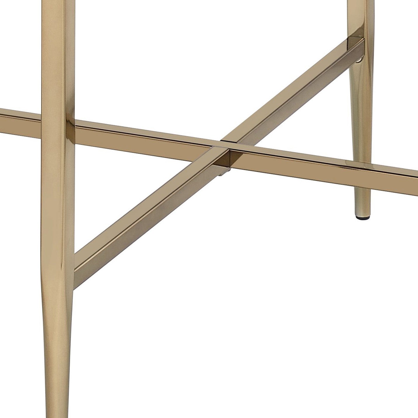 Gold metal table base with crossed support beams modern design