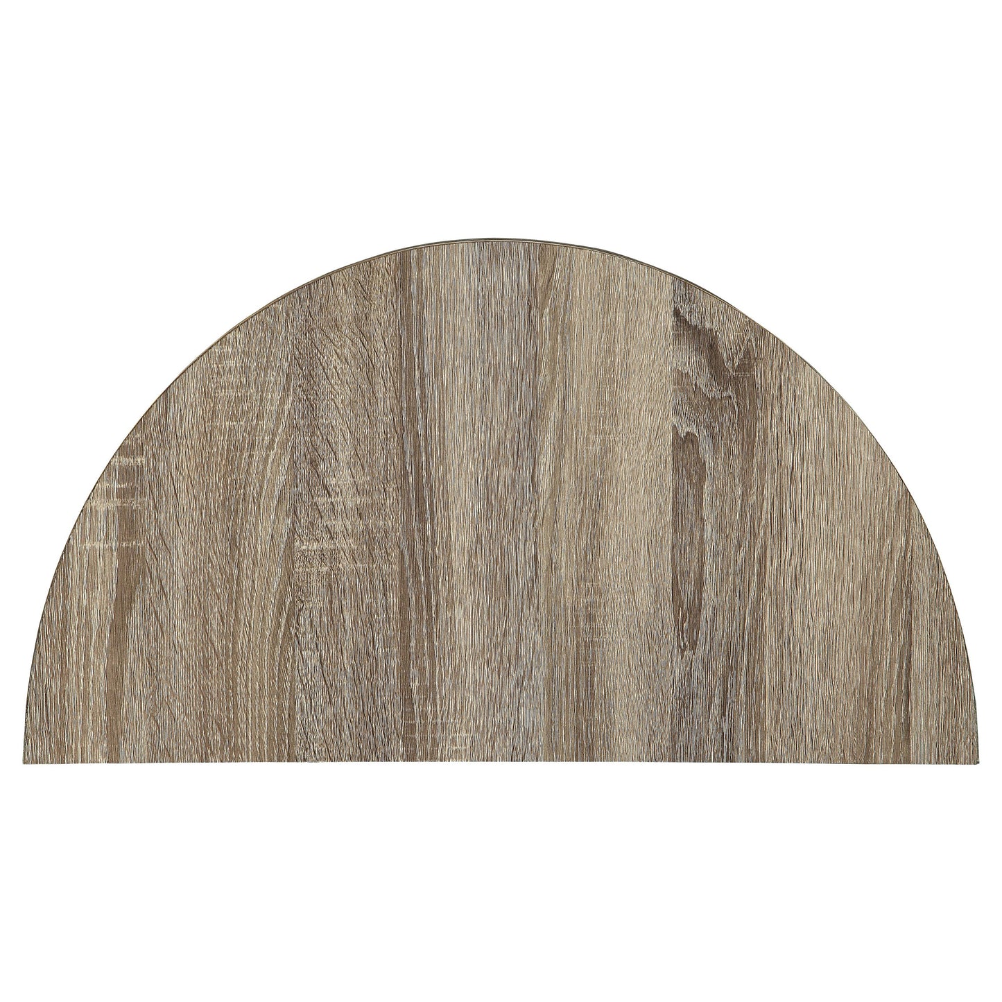 Rustic wood veneer semicircle shelf with natural grain detail