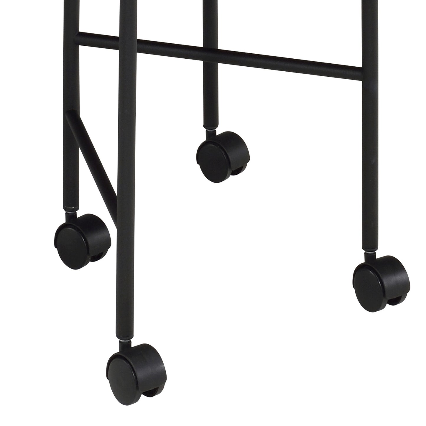 Black metal rolling cart legs with four swivel casters for easy mobility