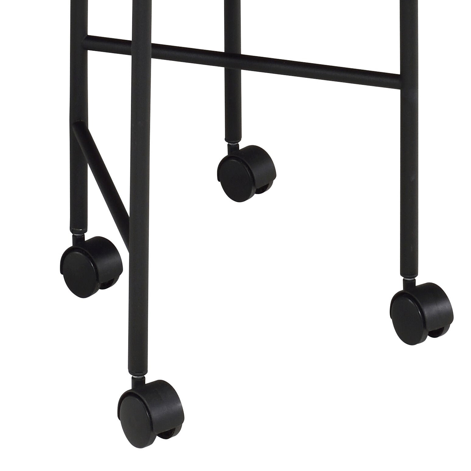 Black metal rolling cart legs with four swivel casters for easy mobility