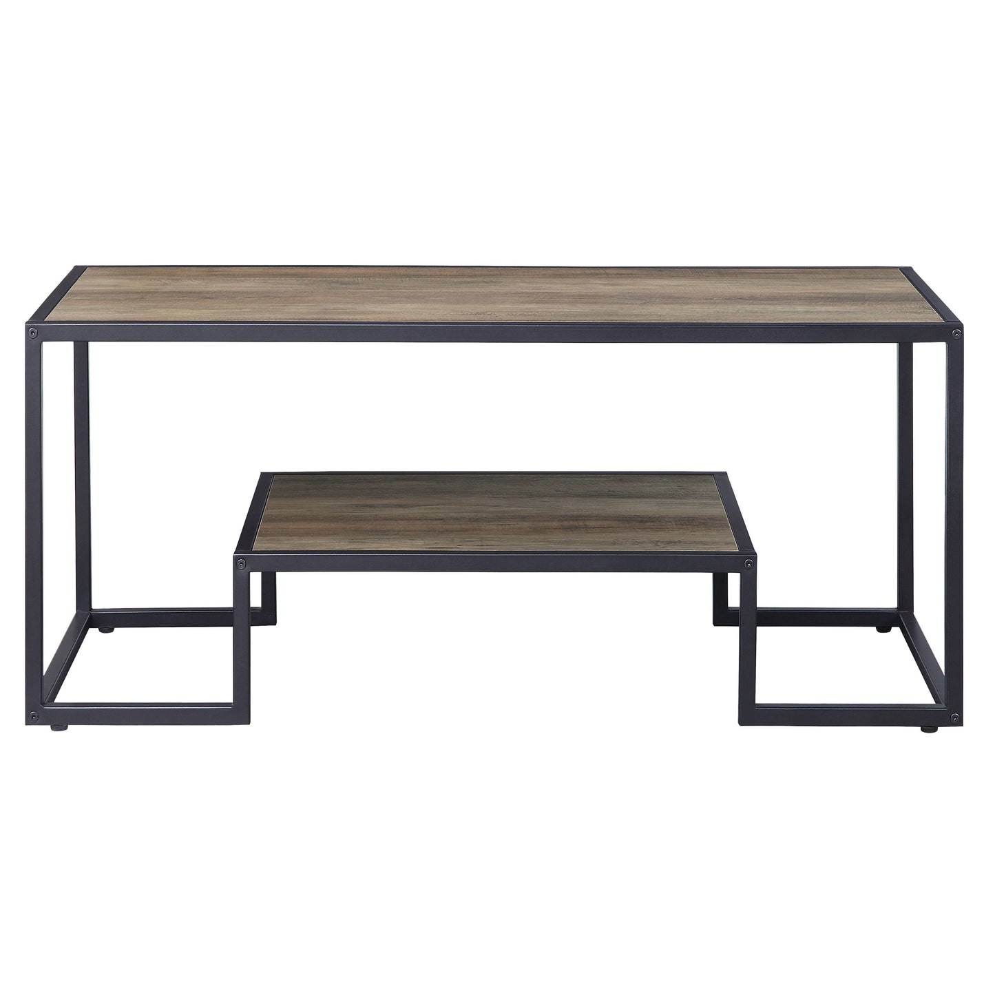 Rustic oak and metal lifttop coffee table with storage for living room