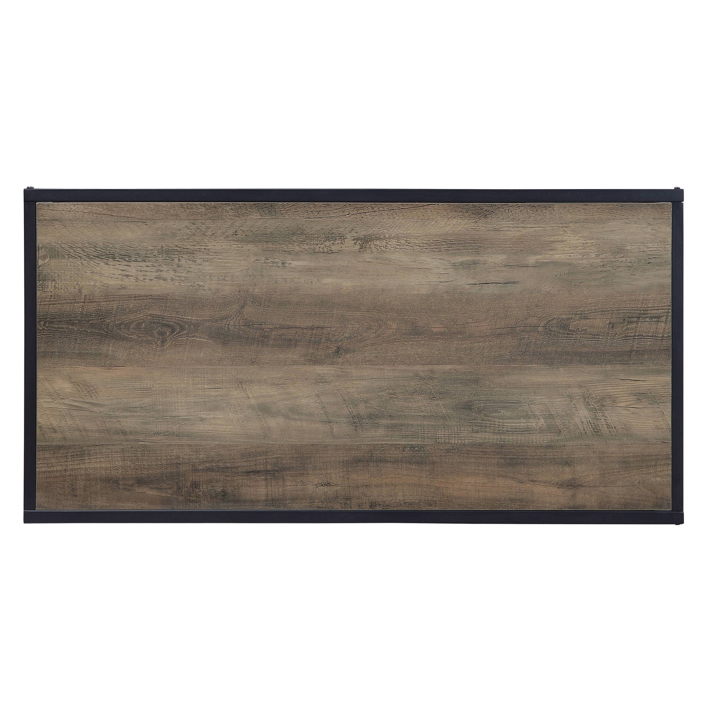 Rustic oak wood texture tabletop with black metal frame