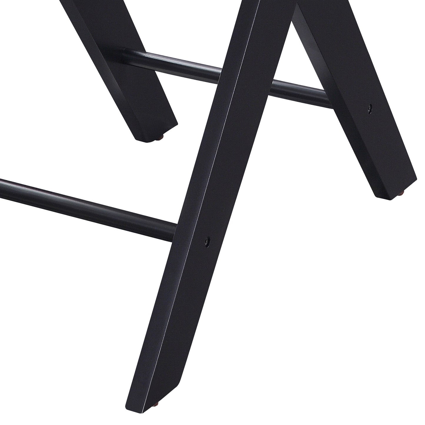 Black metal chair legs with horizontal support bars for stability