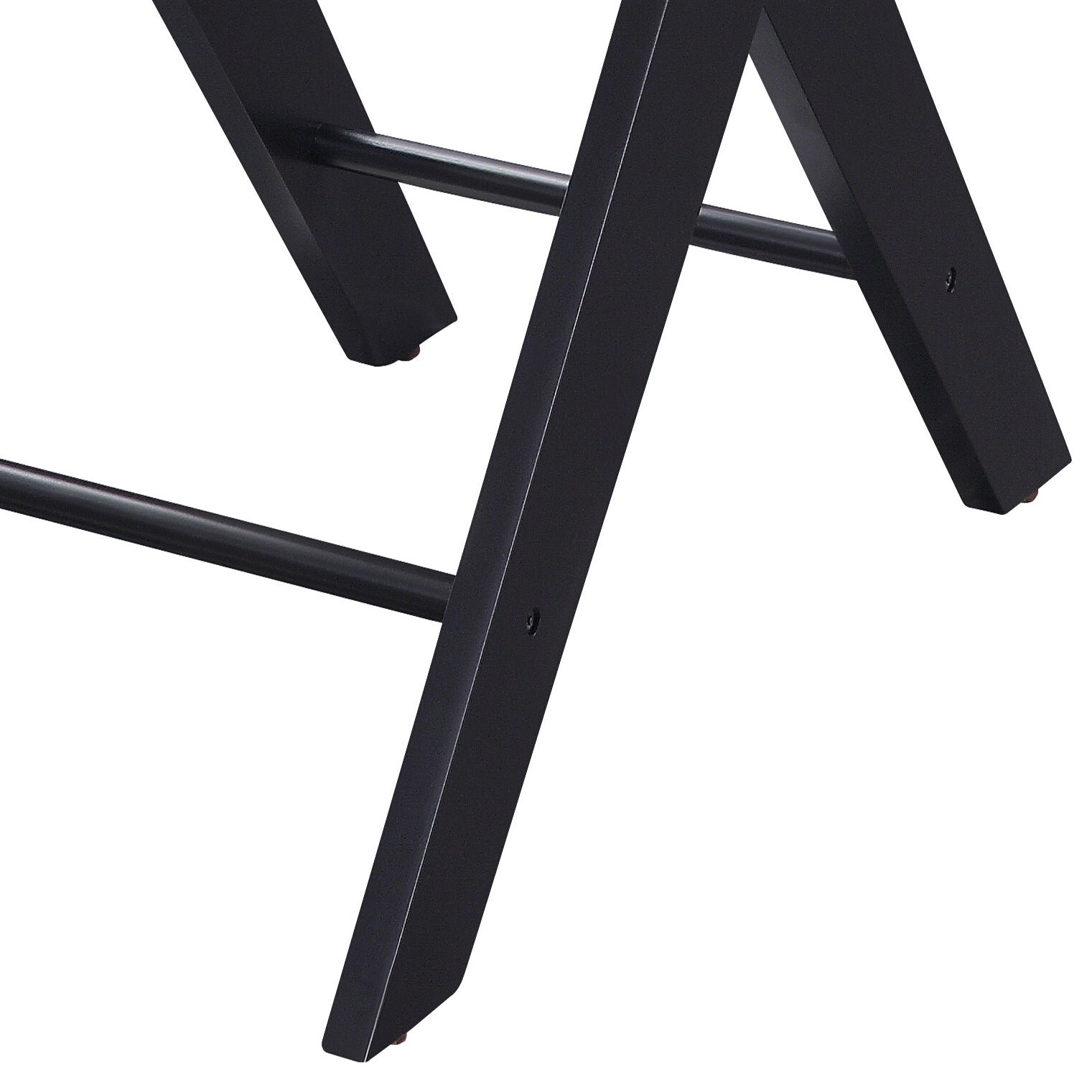 Black metal chair legs with horizontal support bars for stability