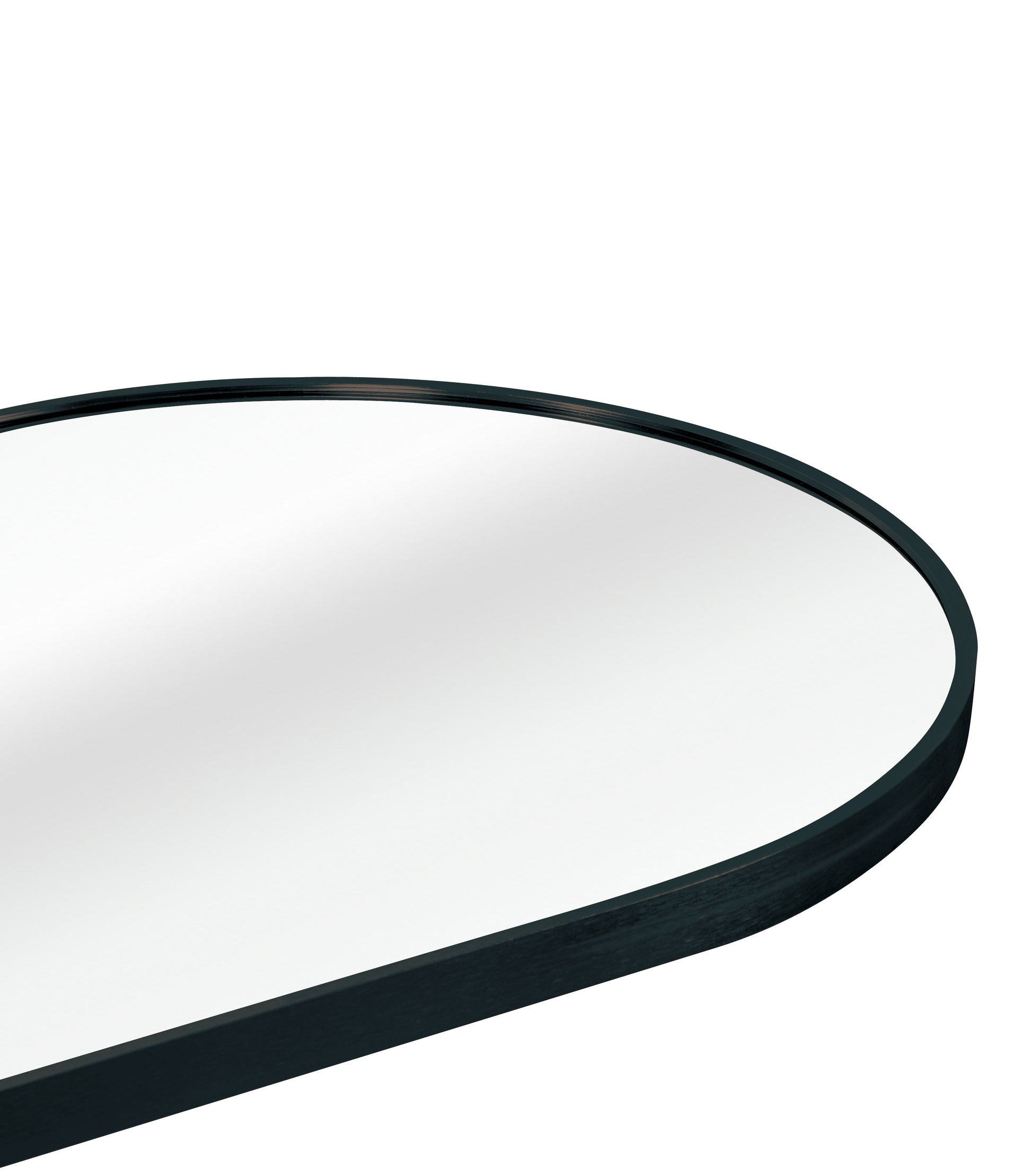 Oval mirror with a dark wood frame and beveled edge perfect for hallways