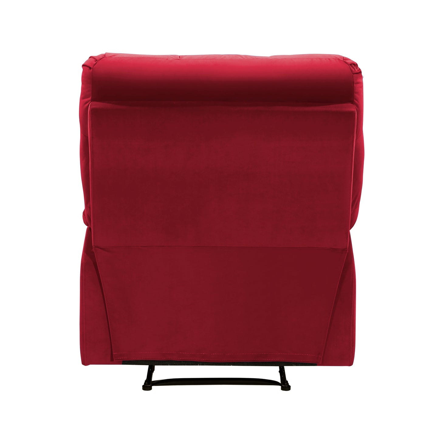 Plush red velvet recliner chair back view plush comfort seating