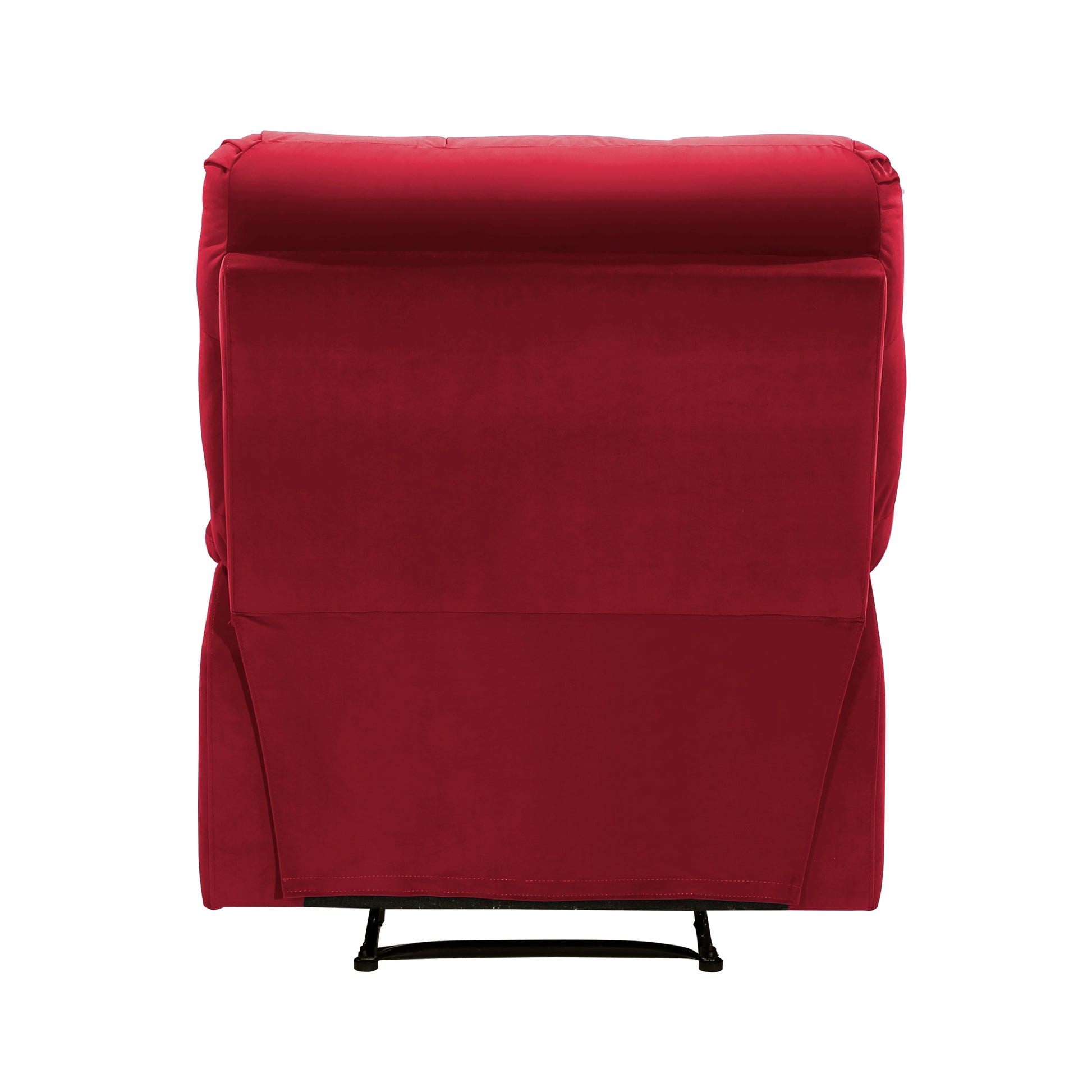 Plush red velvet recliner chair back view plush comfort seating