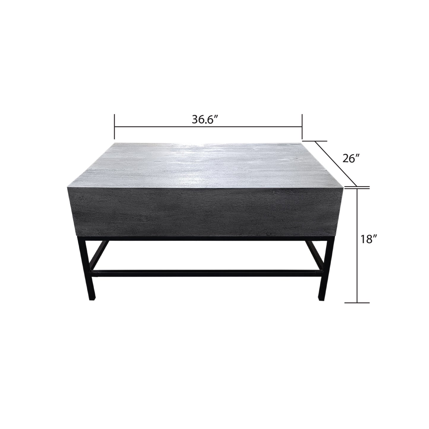Modern grey wood coffee table with black metal legs  W