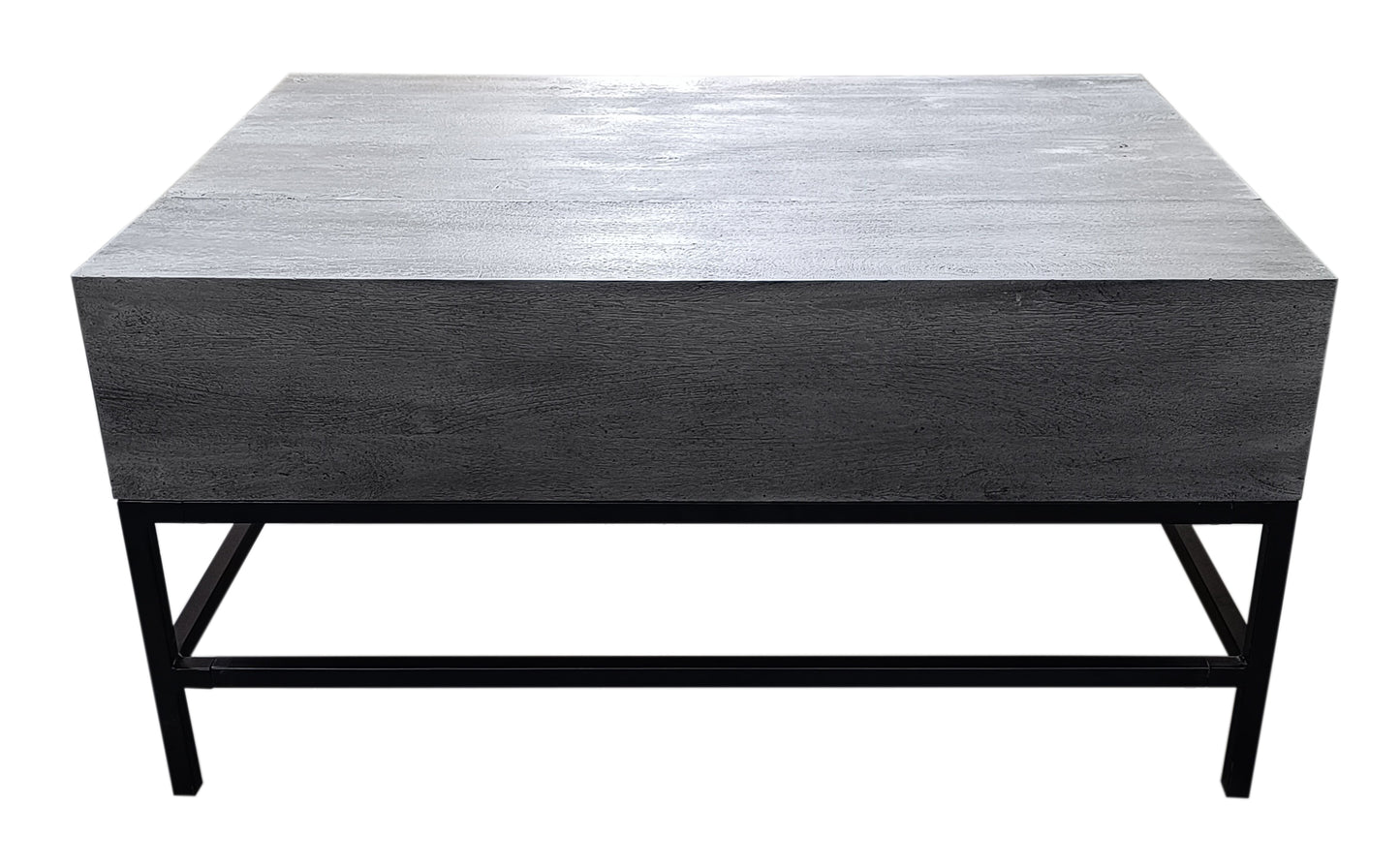 Modern concrete coffee table with black metal frame perfect for living room