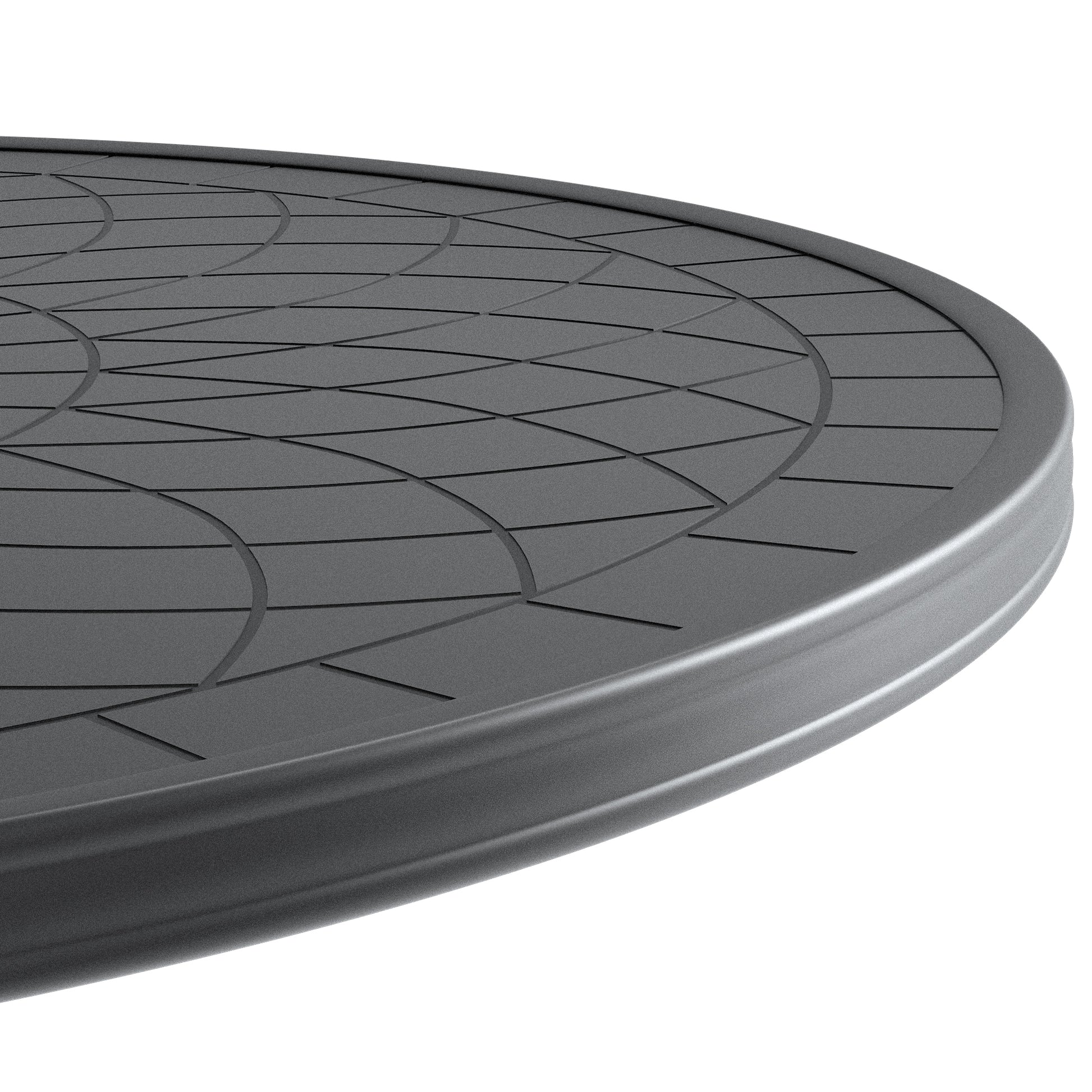 Dark gray textured round tabletop with geometric pattern