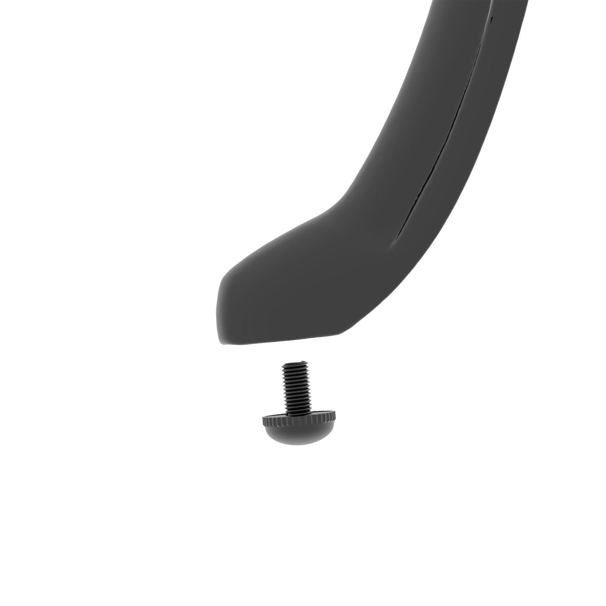 Black matte metal drawer pull with mounting screw shown separately