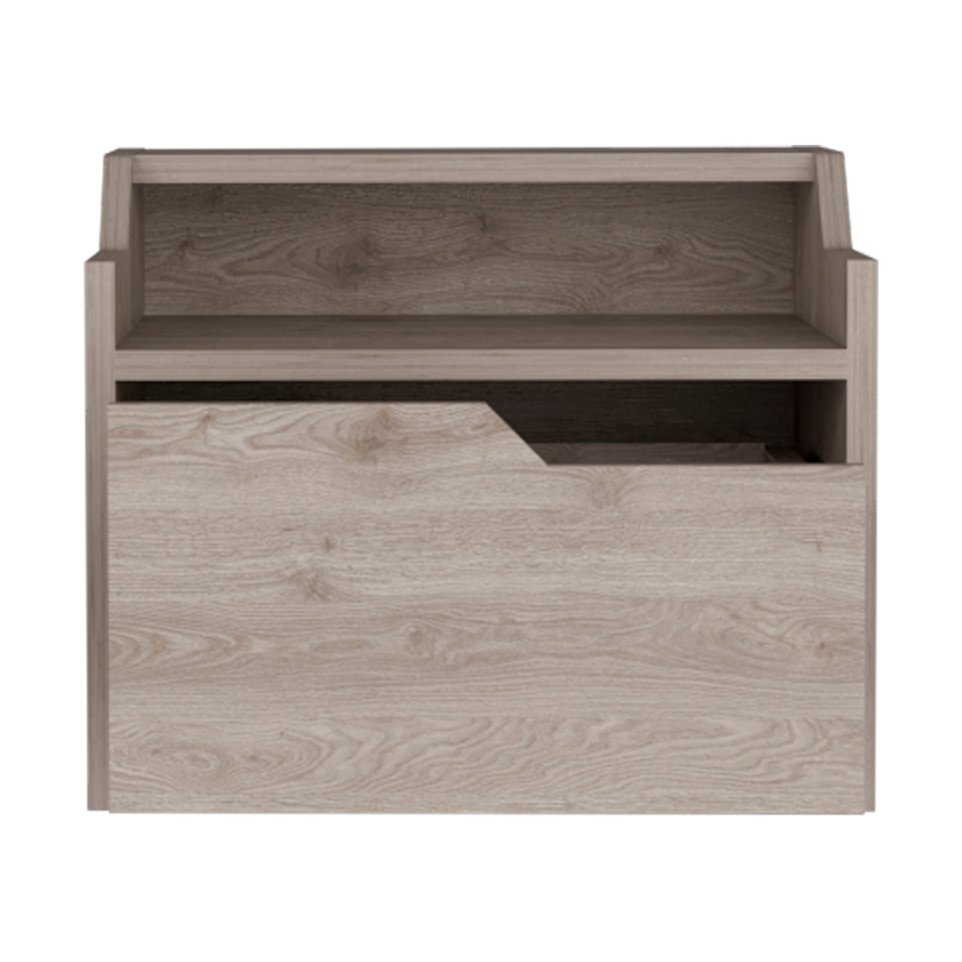 Light oak bedside table with one drawer and open shelf