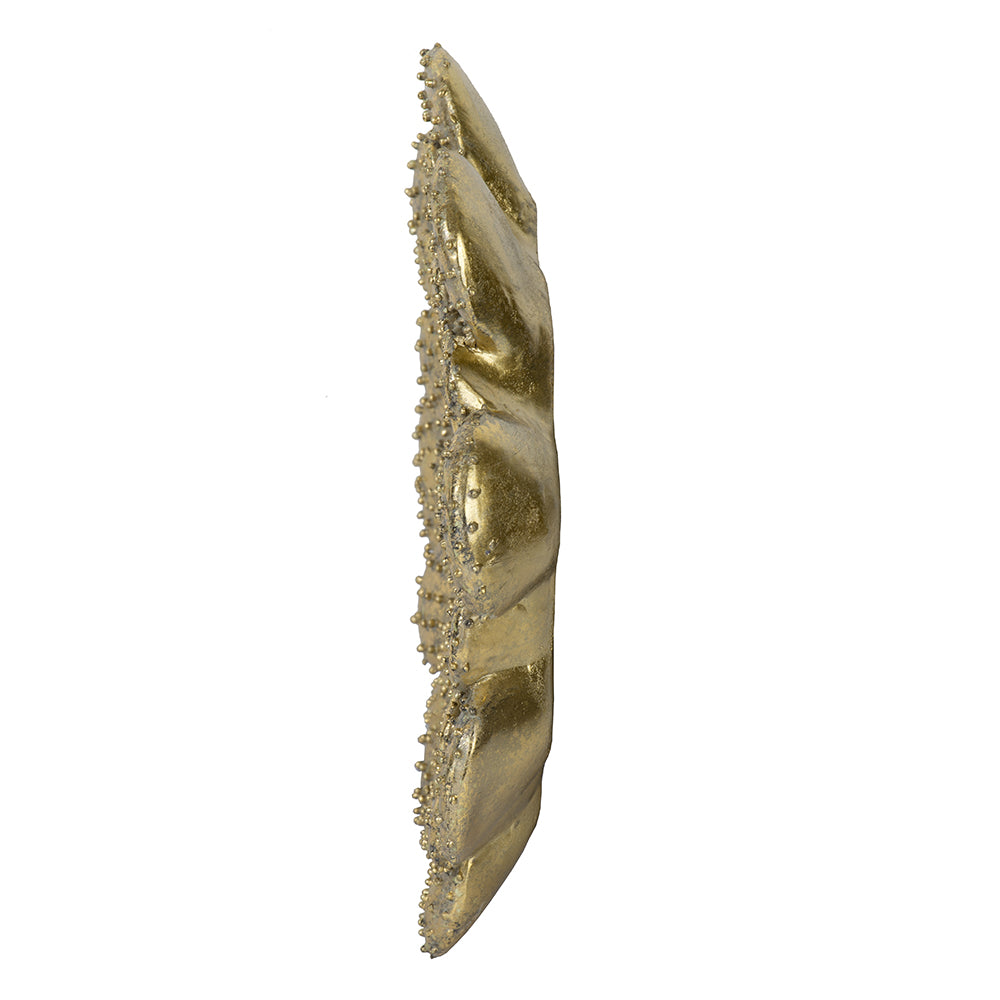 Textured gold decorative wall art with raised bead detail