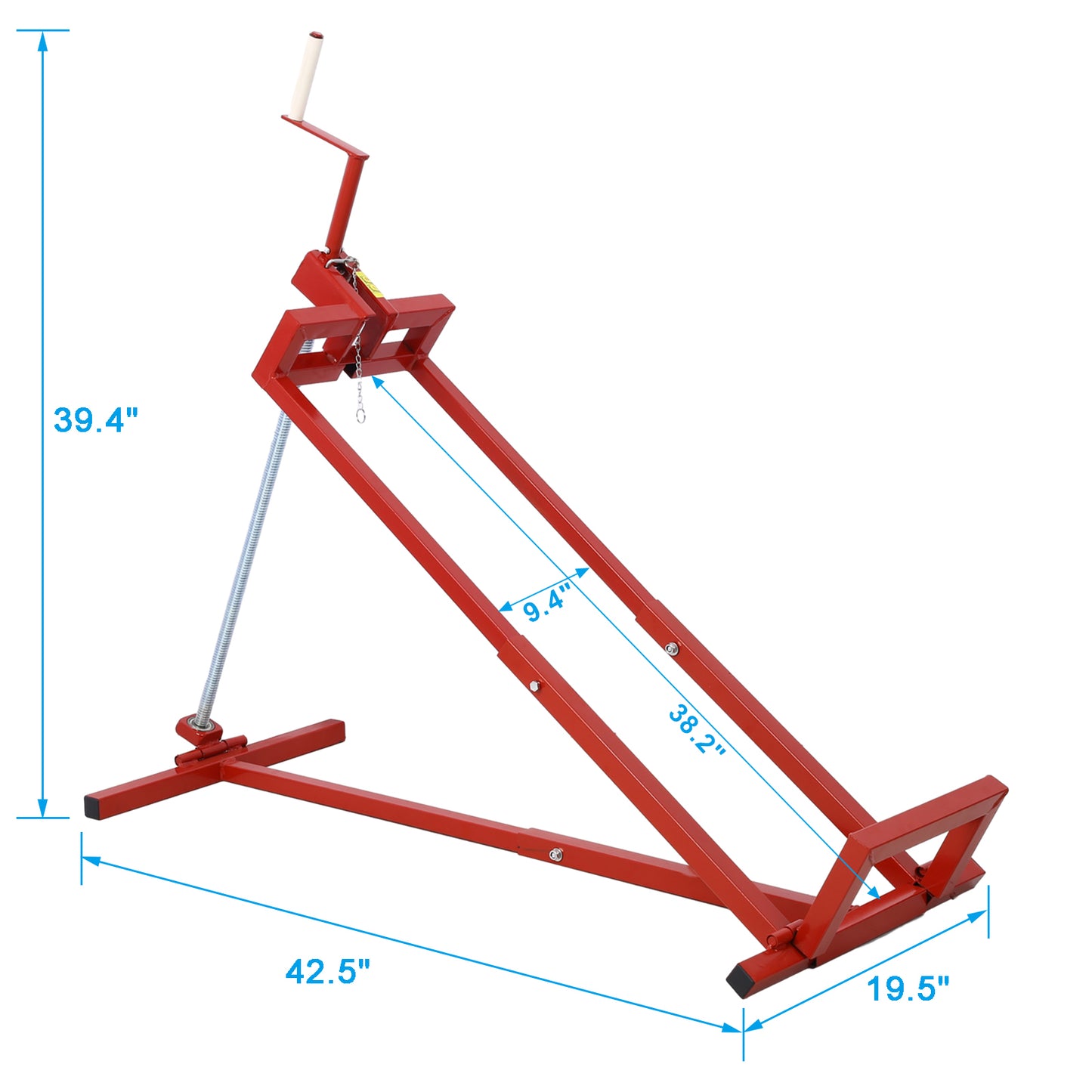 Red metal manual tire changer with crank and spring mechanism suitable for garages