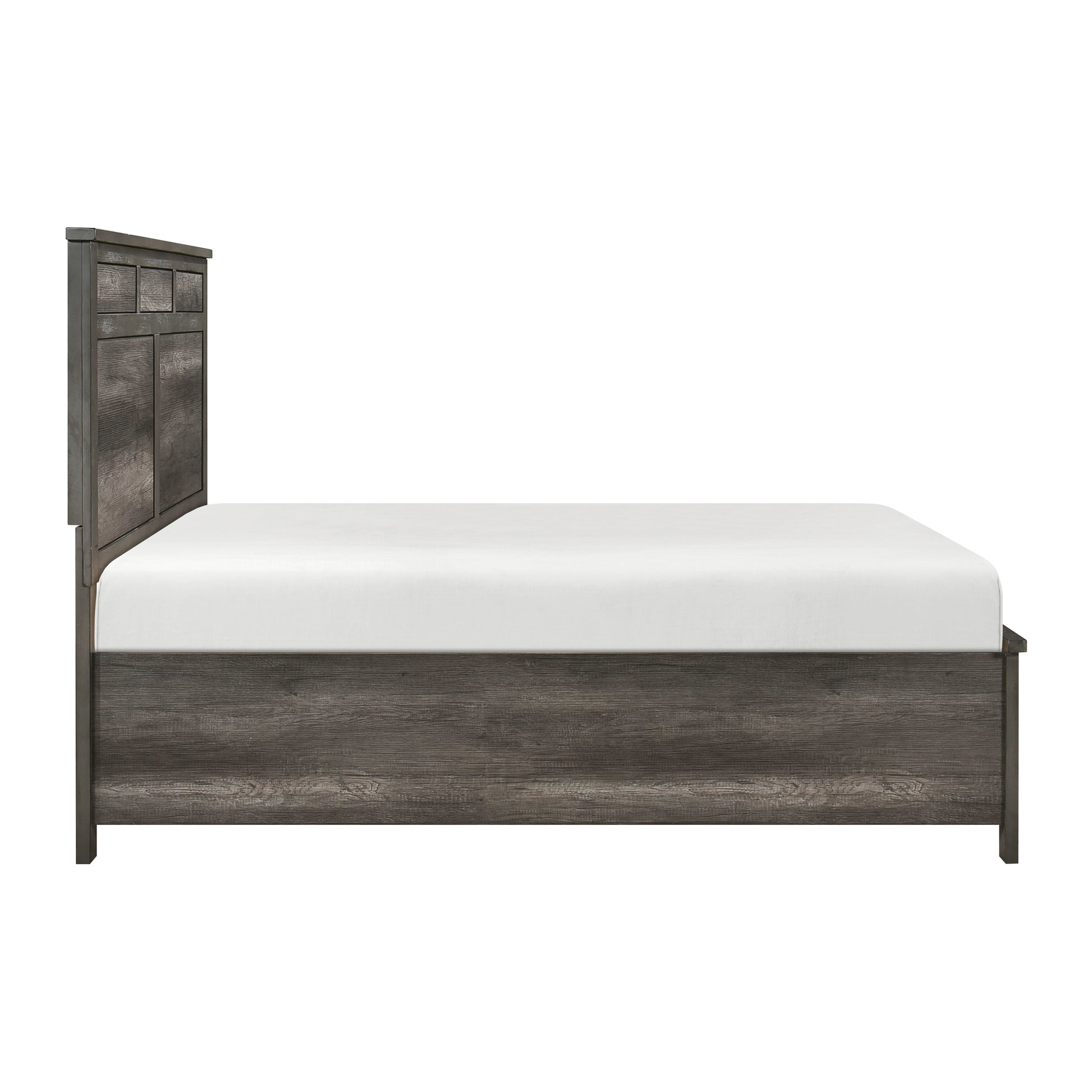 Rustic grey wood platform bed frame with headboard queen size