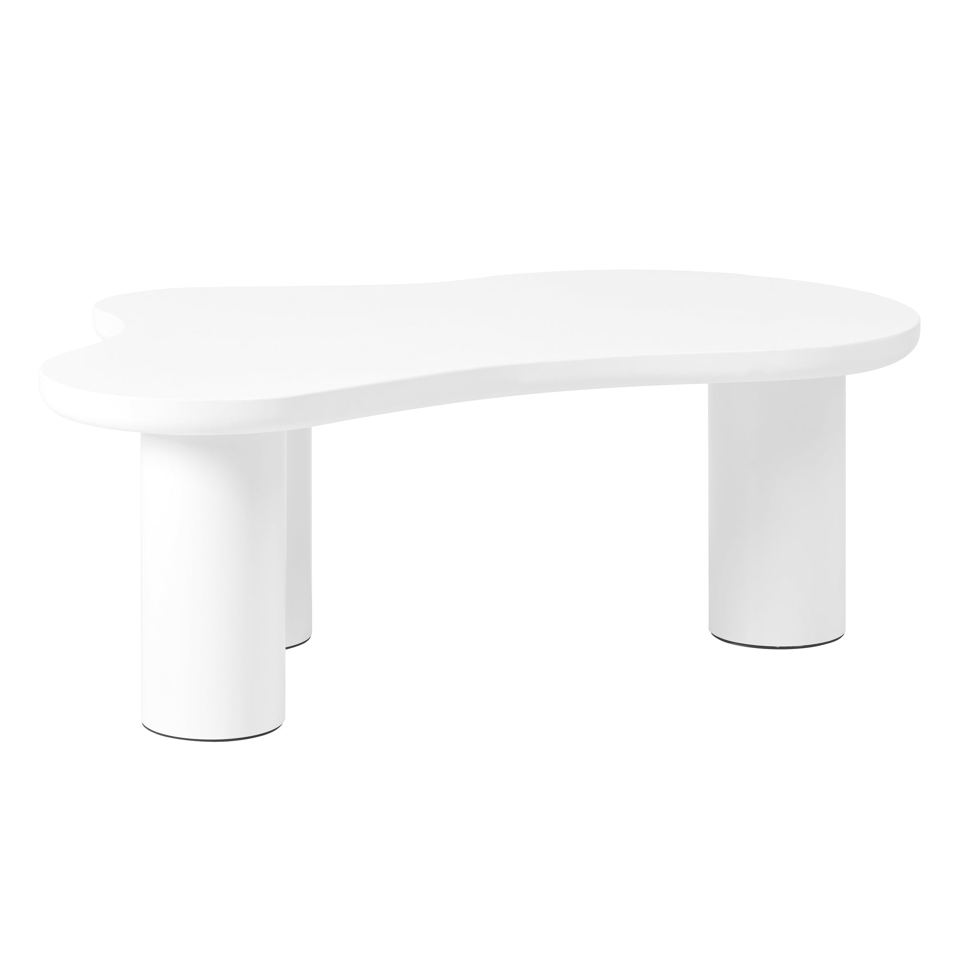 White organic shaped coffee table with cylindrical legs modern furniture