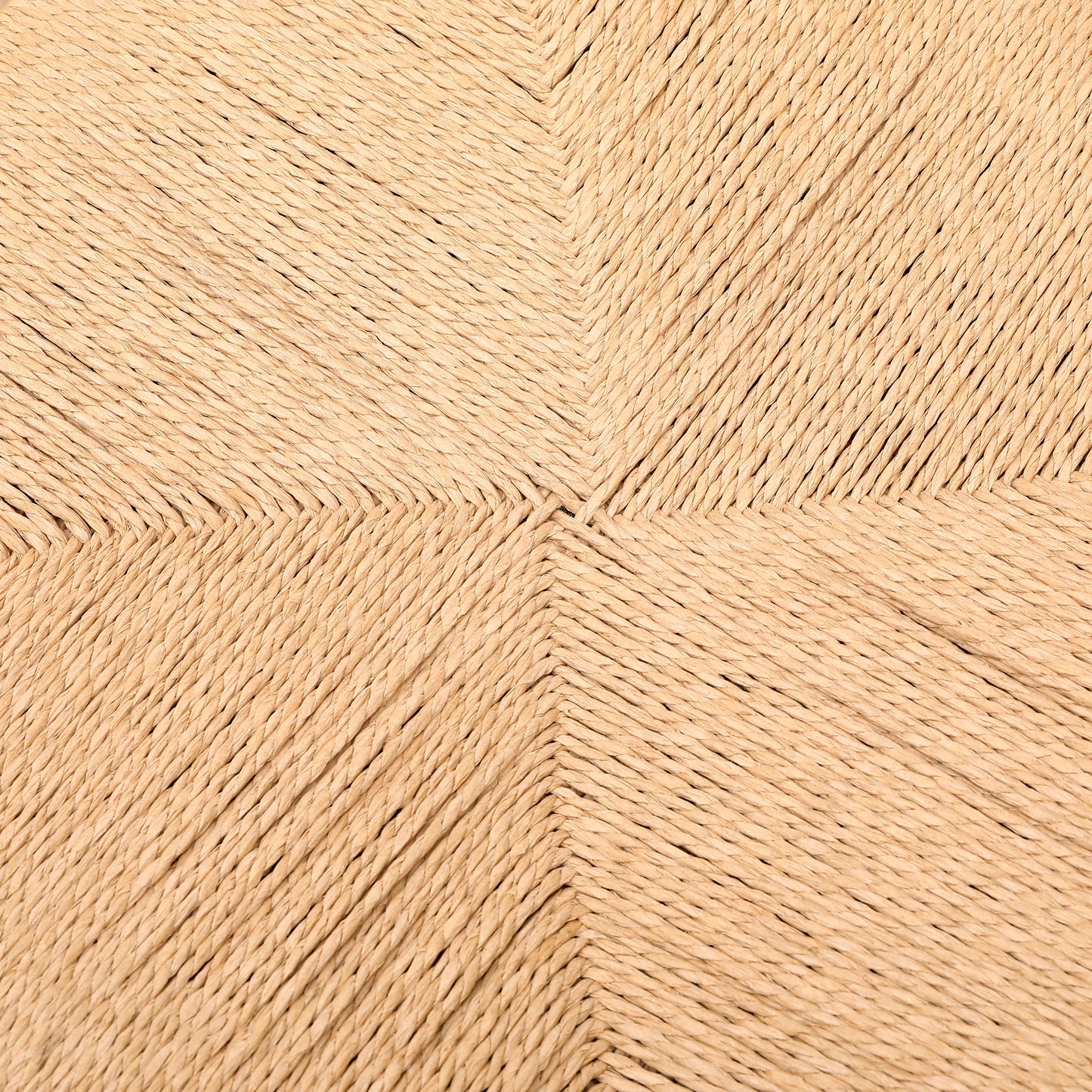 Closeup of natural beige raffia woven seat detail showing intricate texture