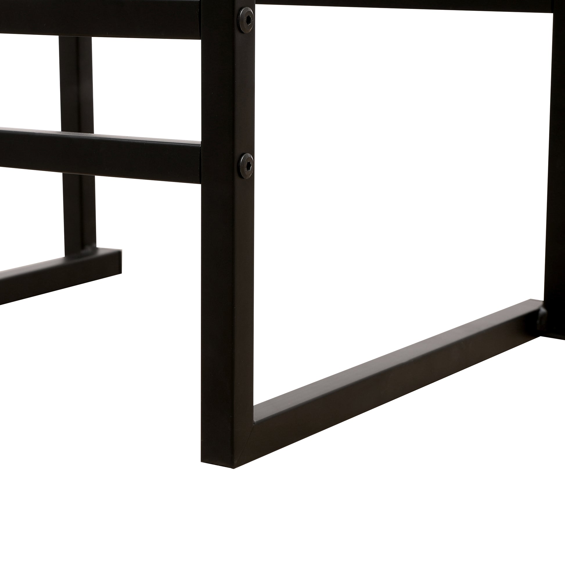 Black metal frame with visible hex bolt ideal for modern furniture construction