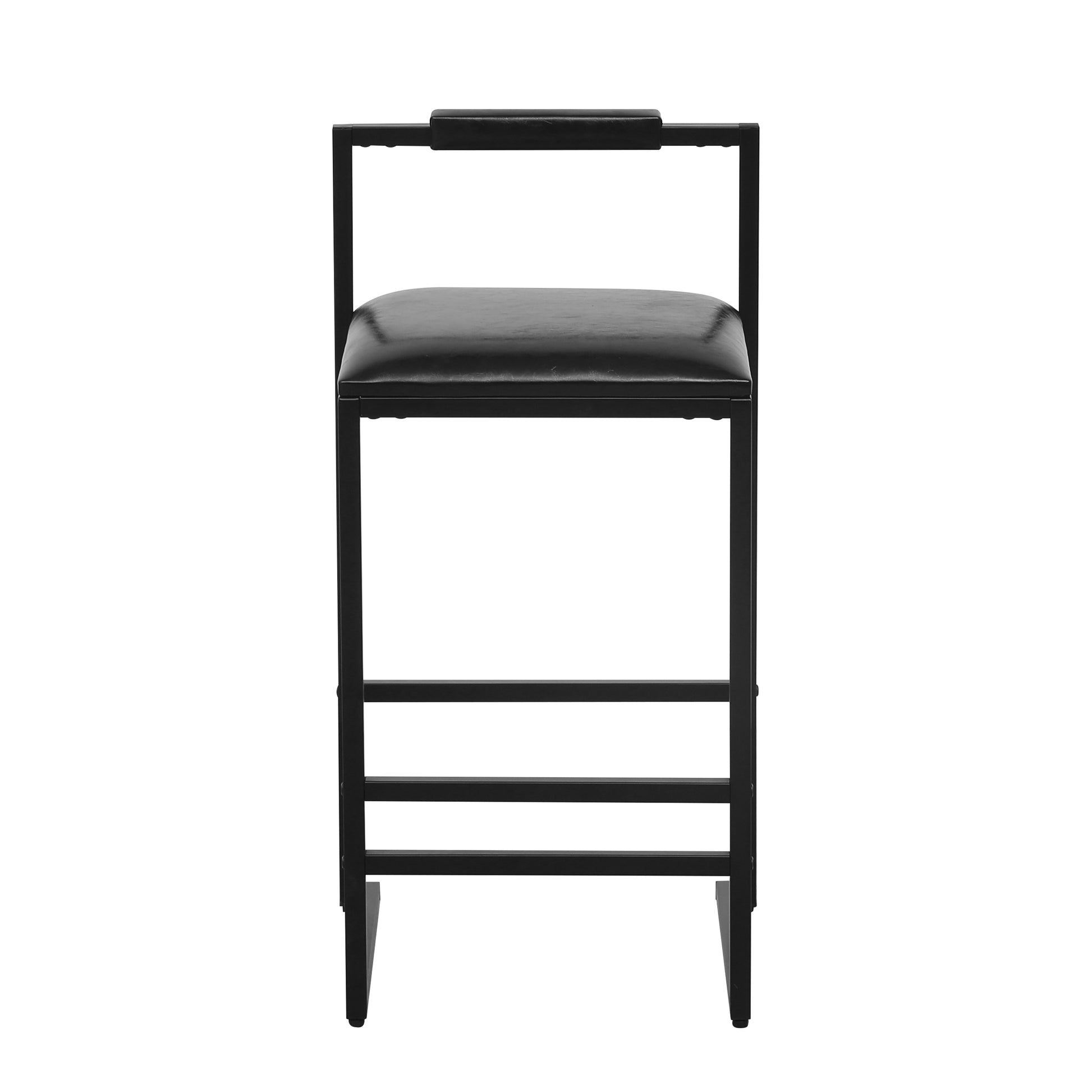 Black faux leather bar stool with metal frame inch seat height