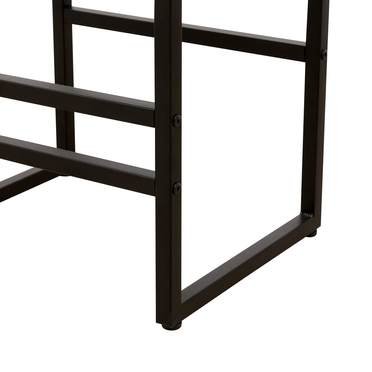 Black metal table legs with minimalist design and protective floor caps