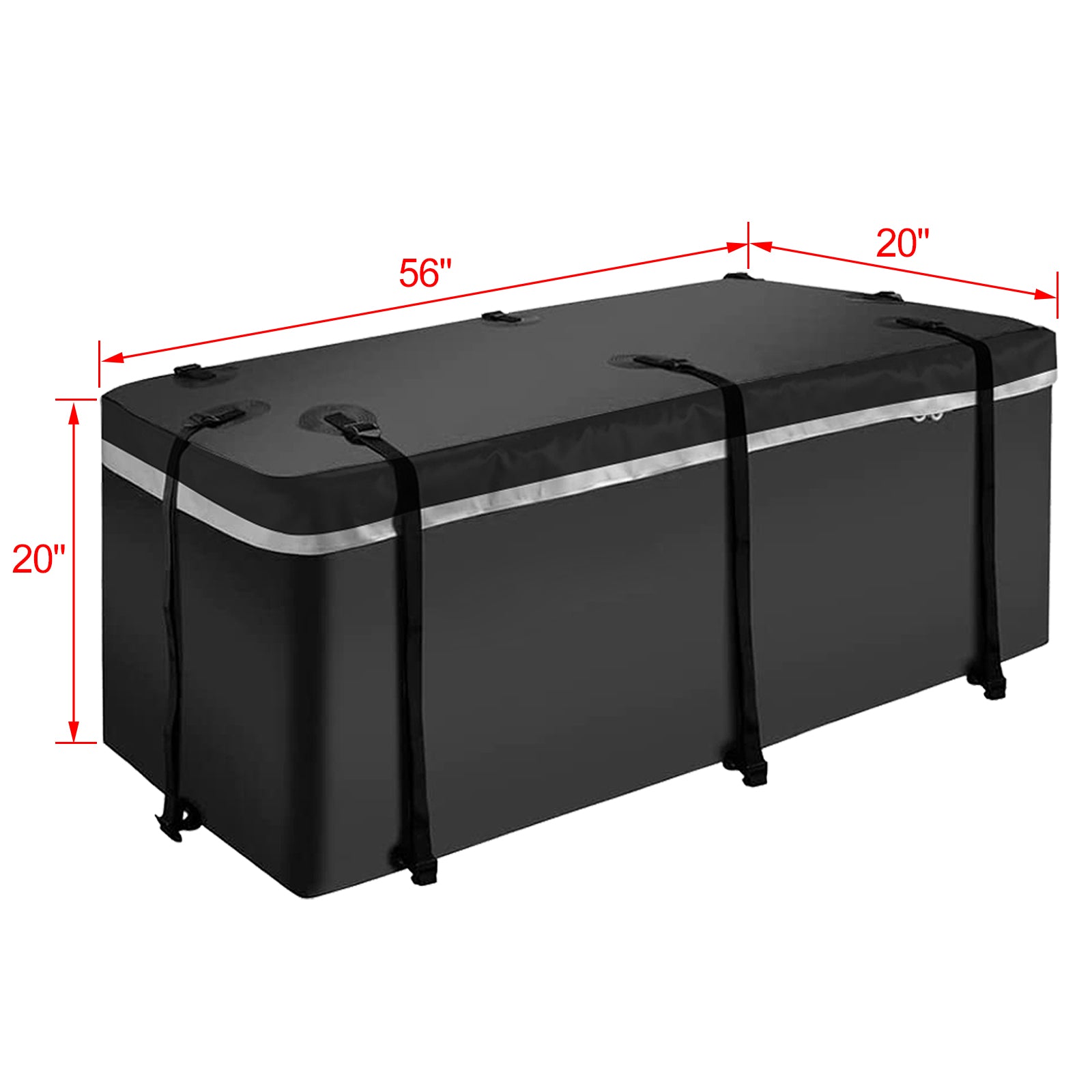 Black waterproof roof cargo bag  L x  W x  H with secure straps for travel