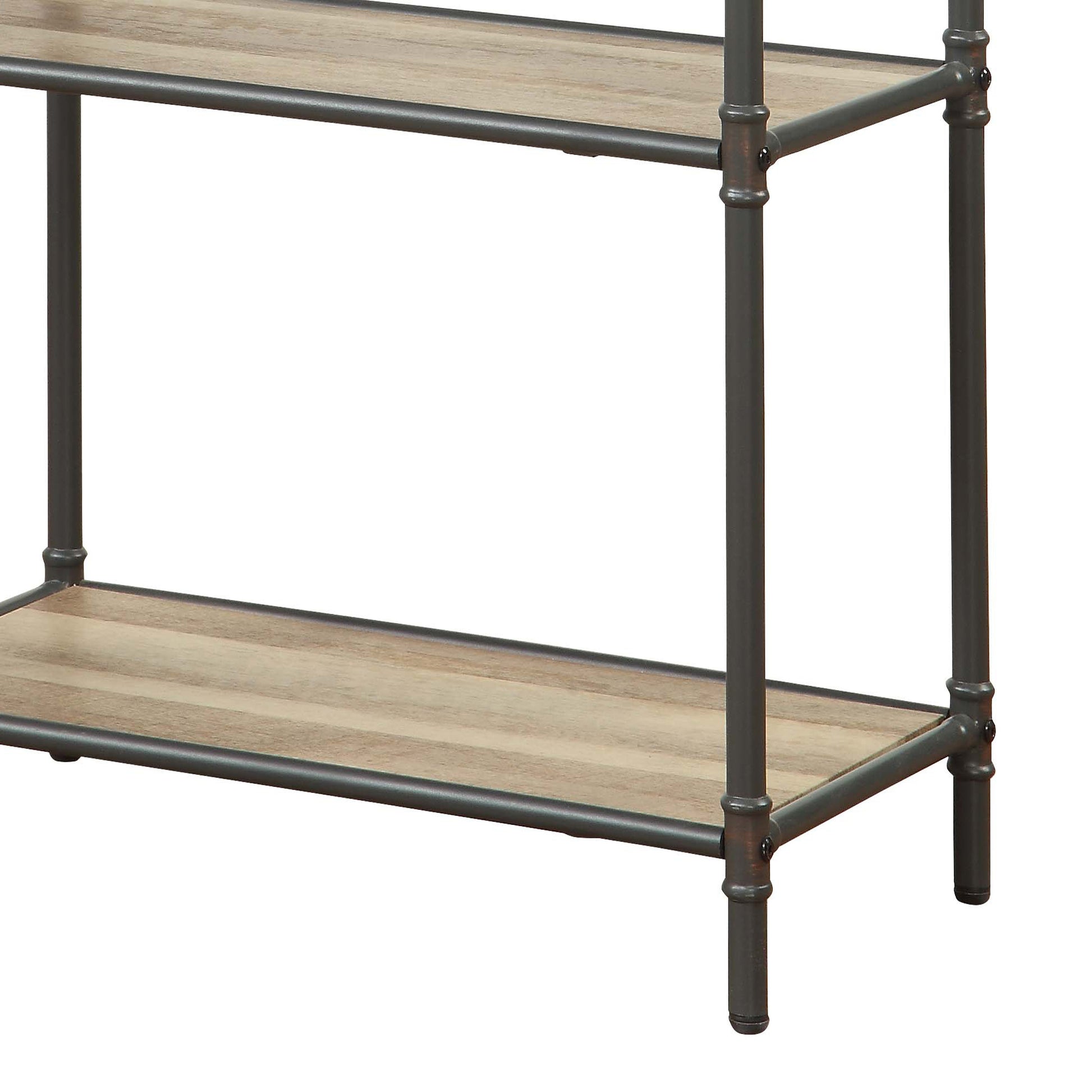 Rustic wood shelf with industrial pipe frame perfect for modern home decor