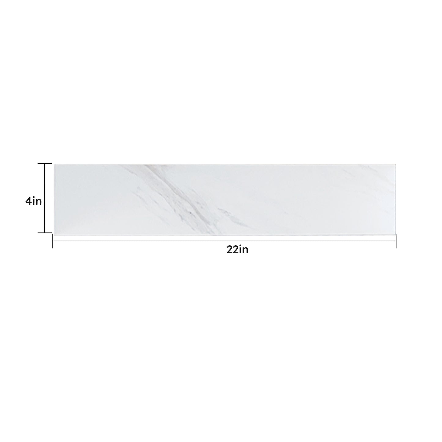 Modern white marble shelf with subtle grey veining  inches long and  inches wide