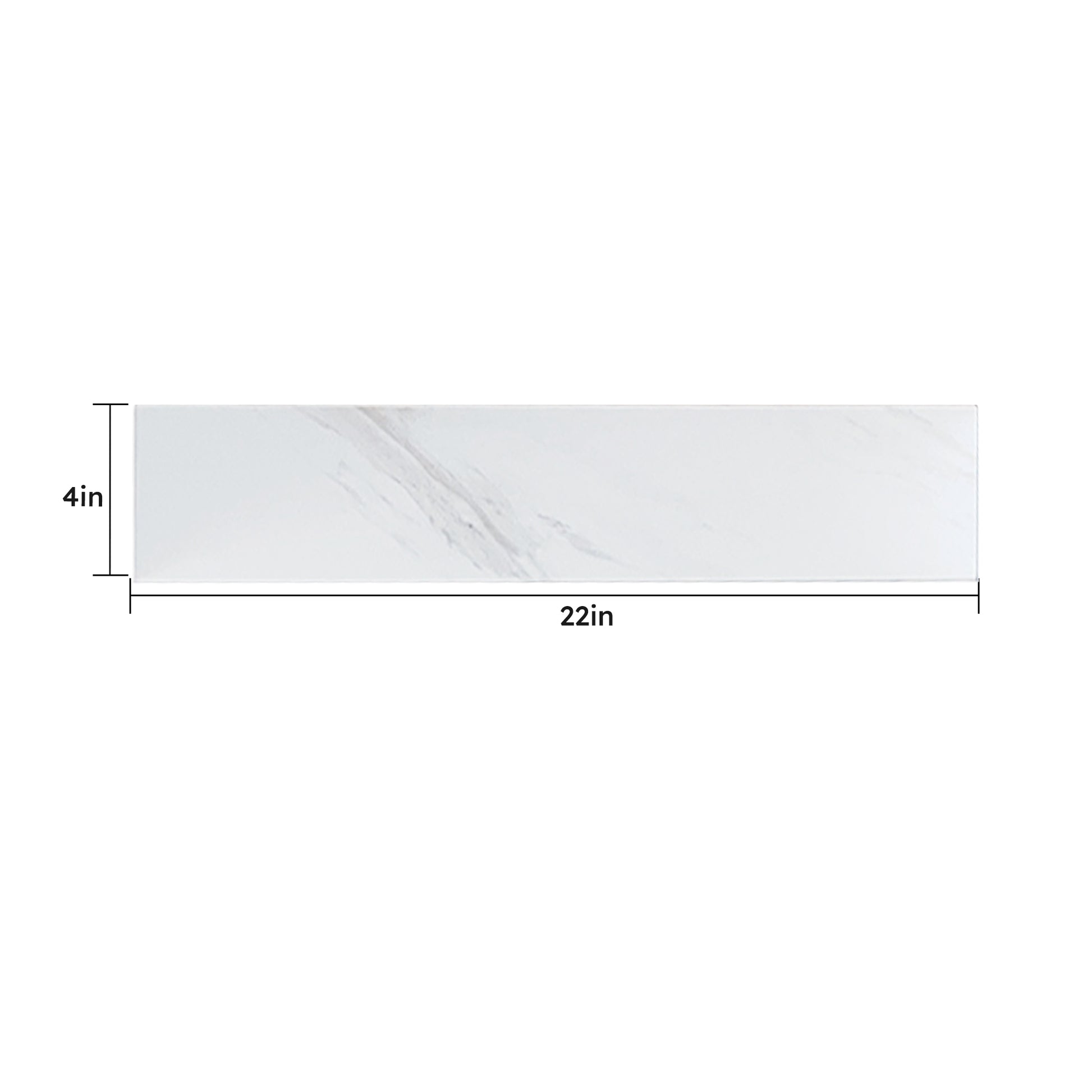 Modern white marble shelf with subtle grey veining  inches long and  inches wide
