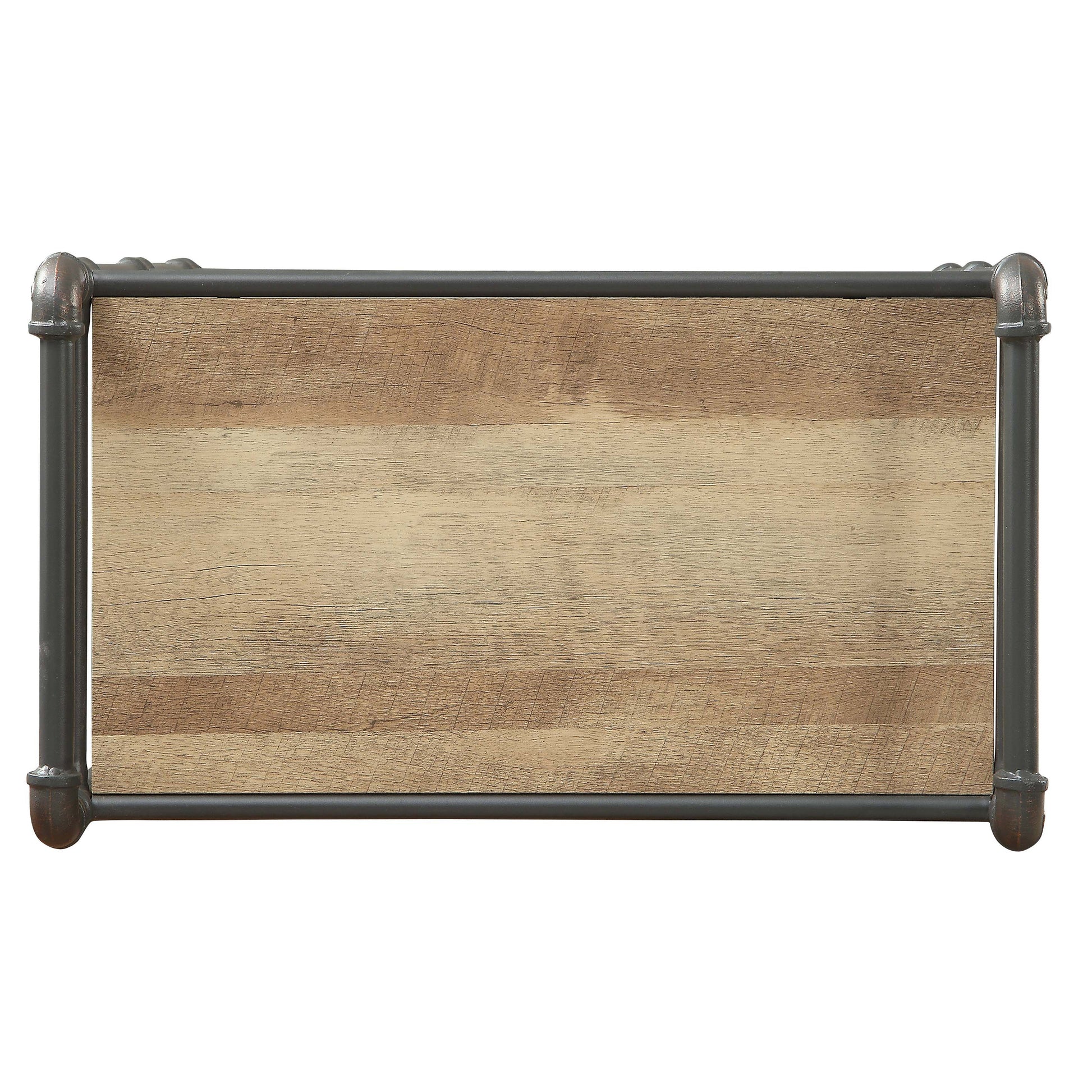 Industrial pipe shelf with rustic wood planks perfect for home decor