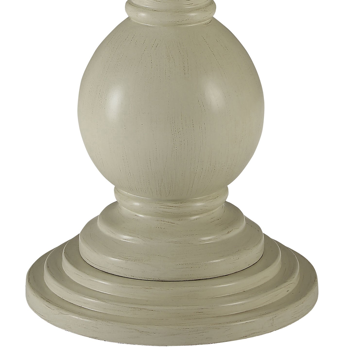 Cream distressed wood pedestal base with a round bulbous center element
