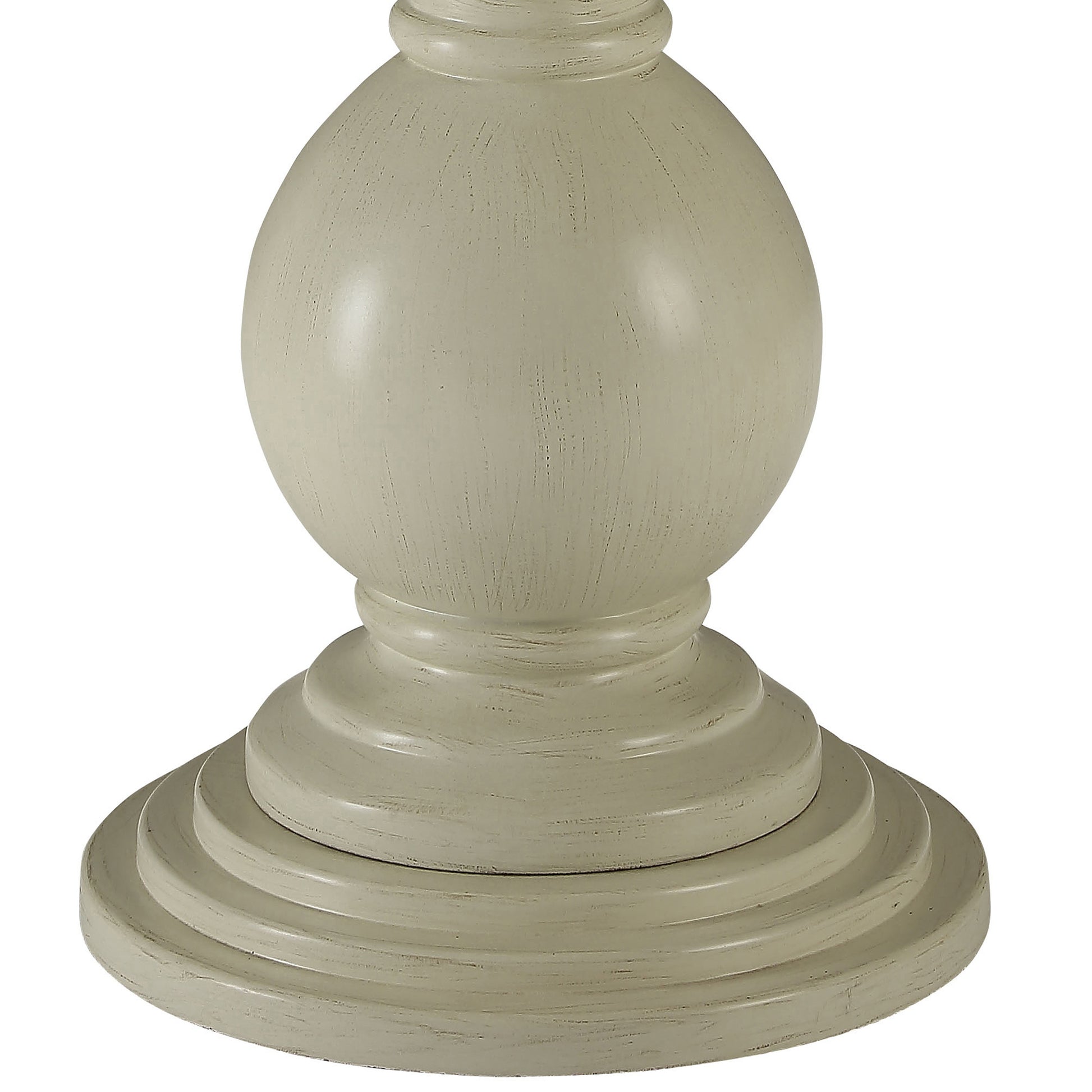 Cream distressed wood pedestal base with a round bulbous center element