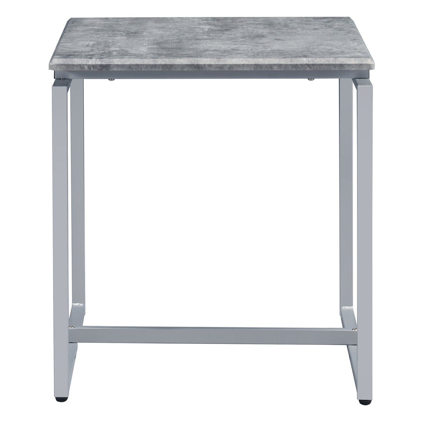 Modern side table with grey concrete effect top and silver metal legs perfect for living rooms