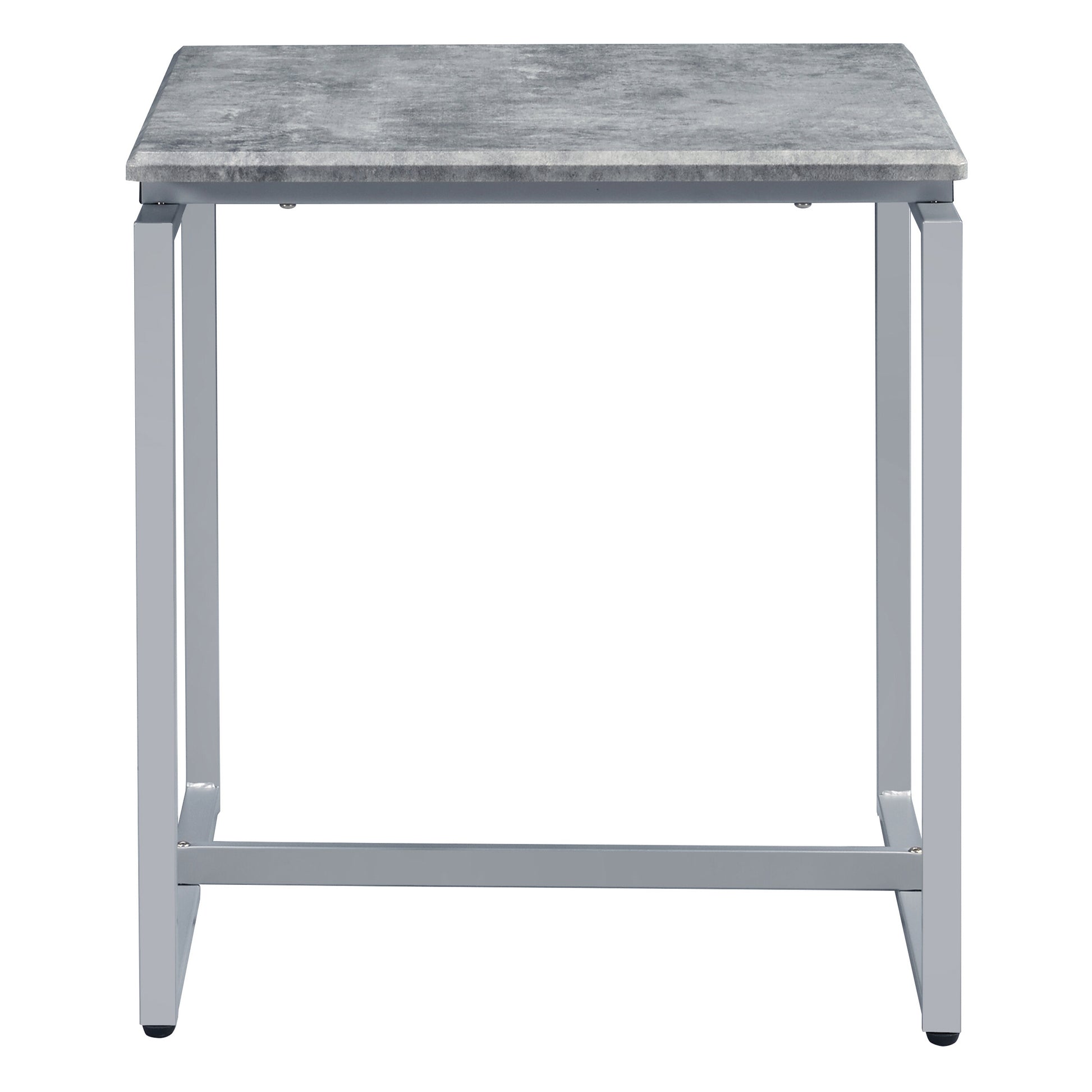Modern side table with grey concrete effect top and silver metal legs perfect for living rooms