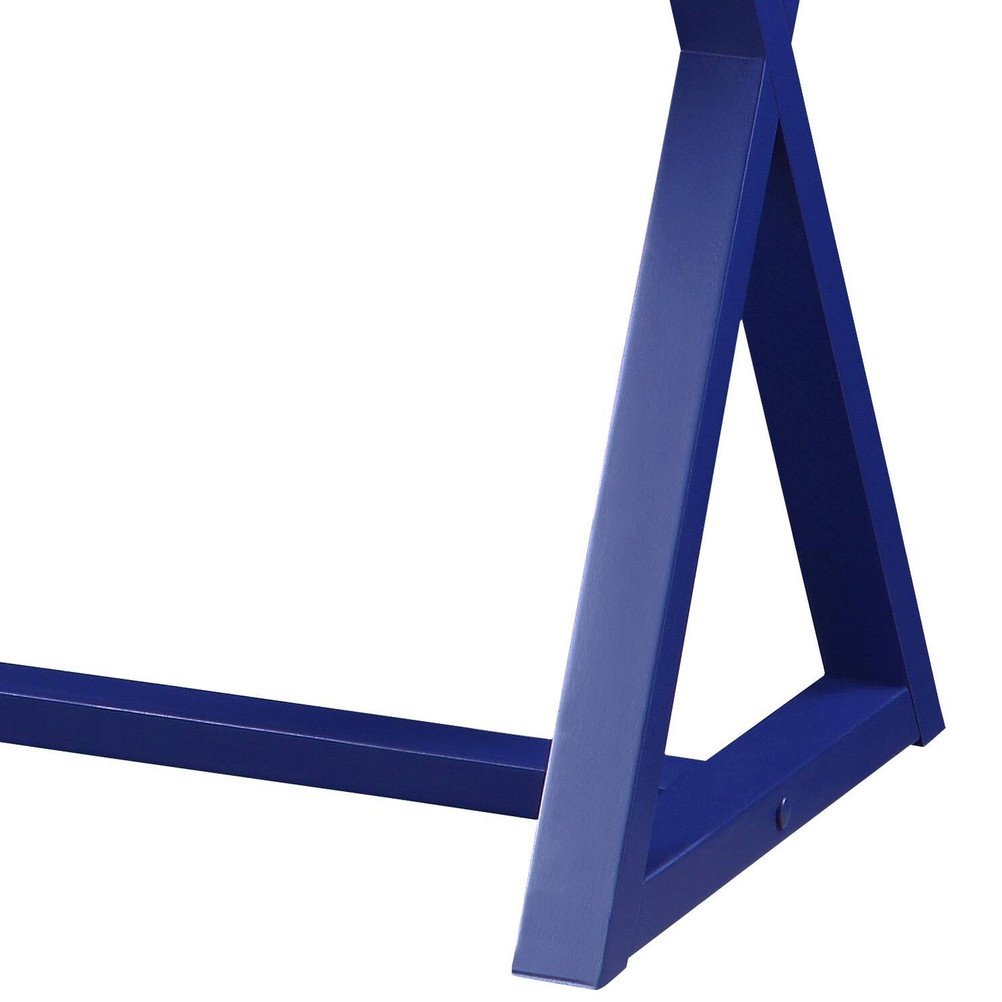 Blue metal desk legs with a modern Xframe design and clean lines