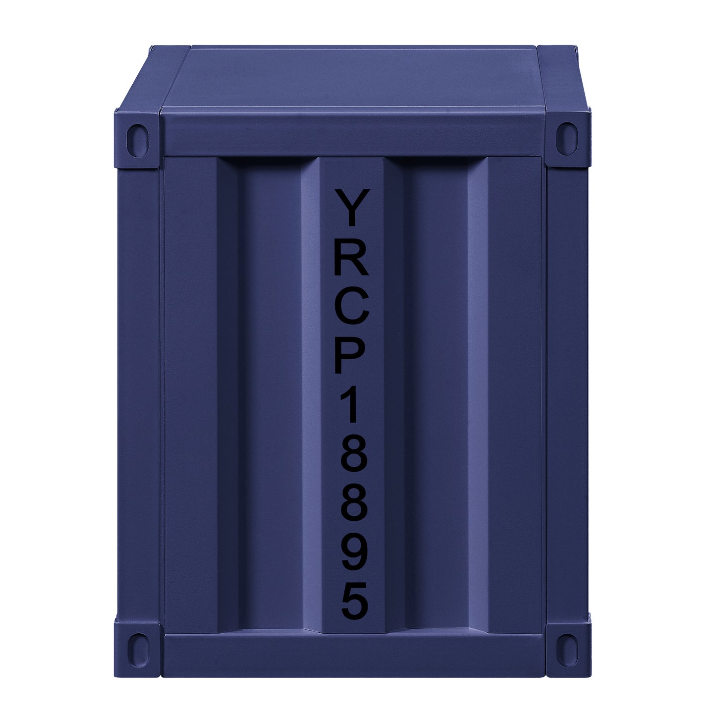Durable navy blue storage container with corrugated texture and alphanumeric markings for efficient organization