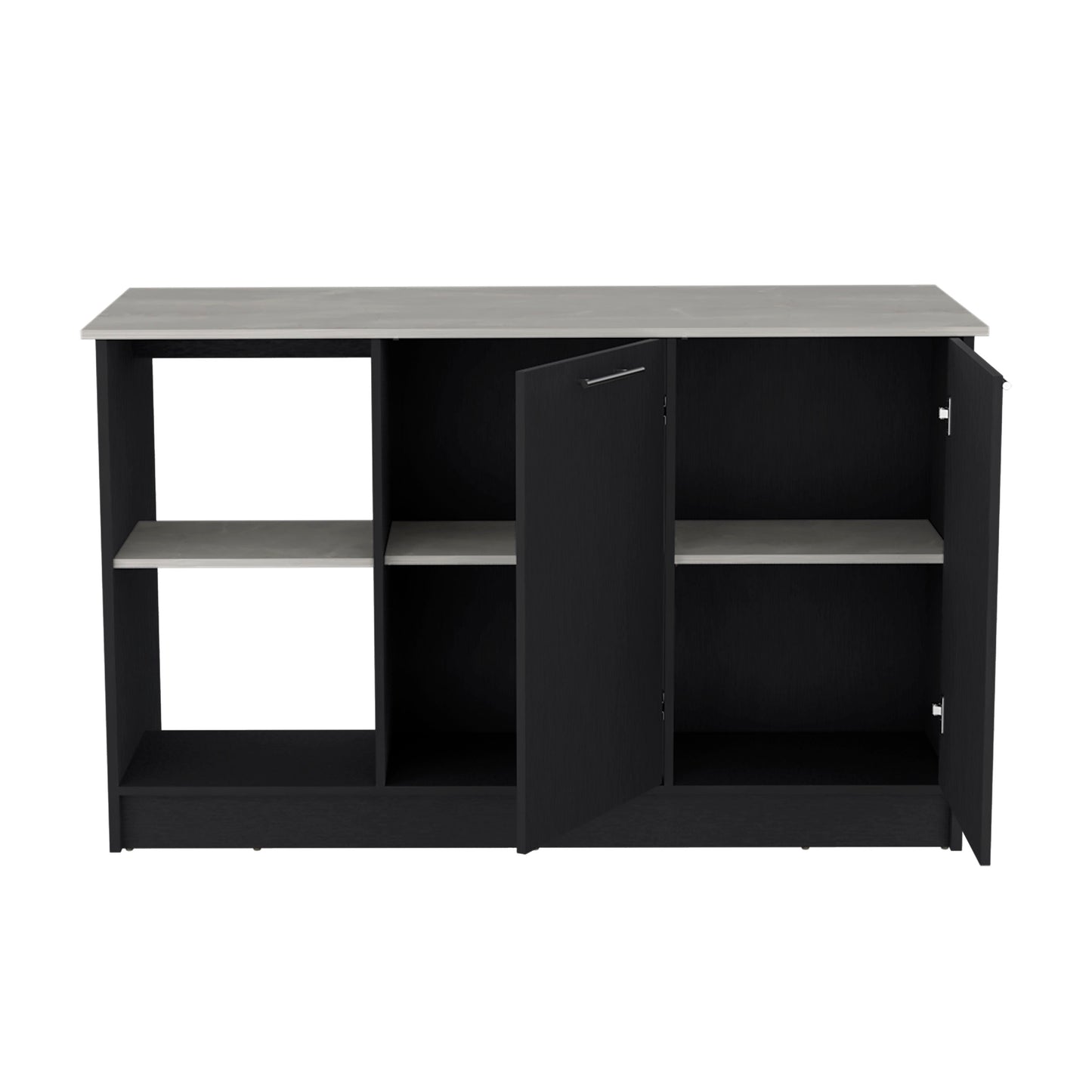 Modern black sideboard with light gray concrete effect top