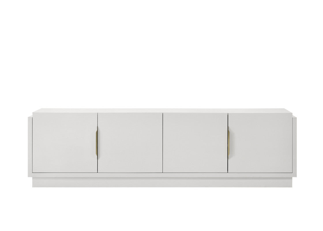 Modern white fourdoor sideboard with brass handles ideal for living room storage