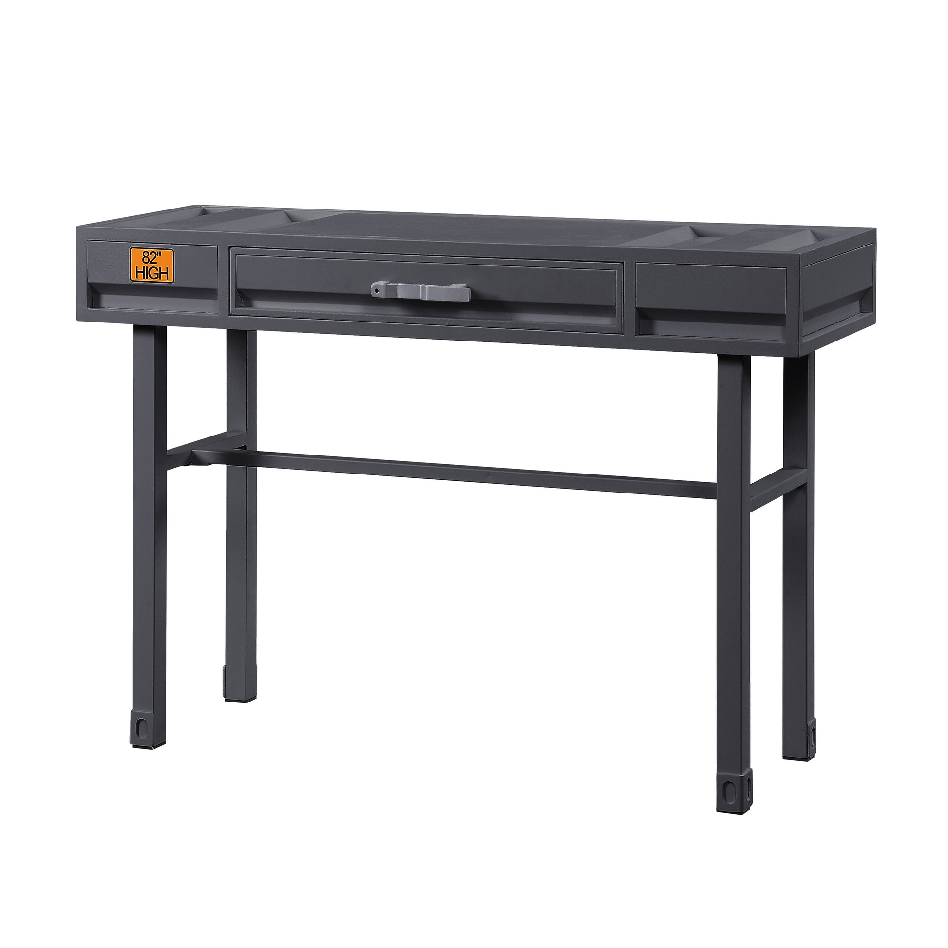 Dark grey industrialstyle metal console table with one drawer