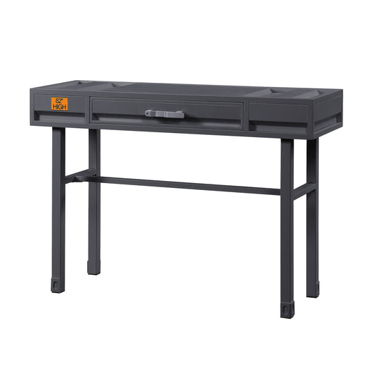 Dark grey industrialstyle metal console table with one drawer