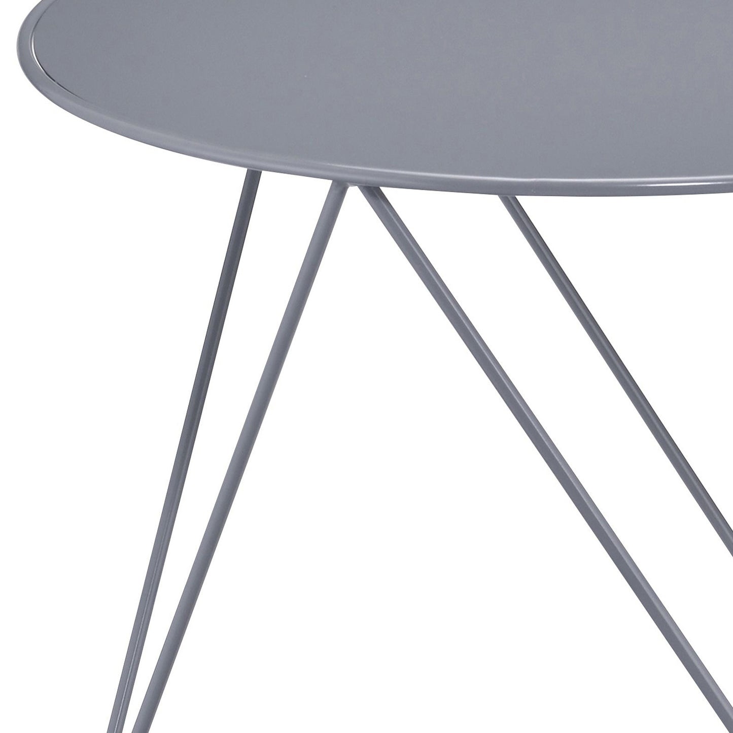 Modern grey metal side table with thin angular legs