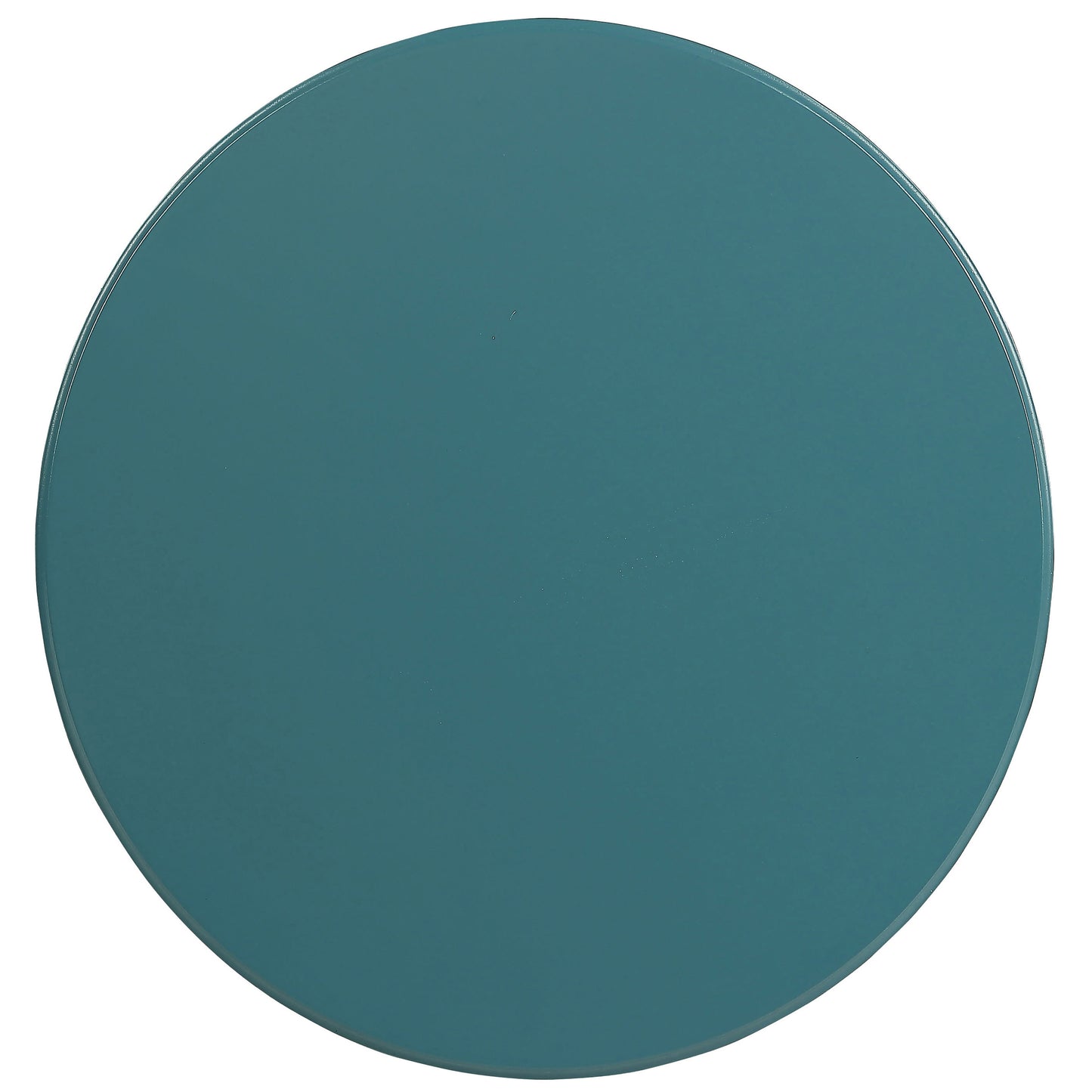 Teal round glass tabletop with a polished edge for modern furniture