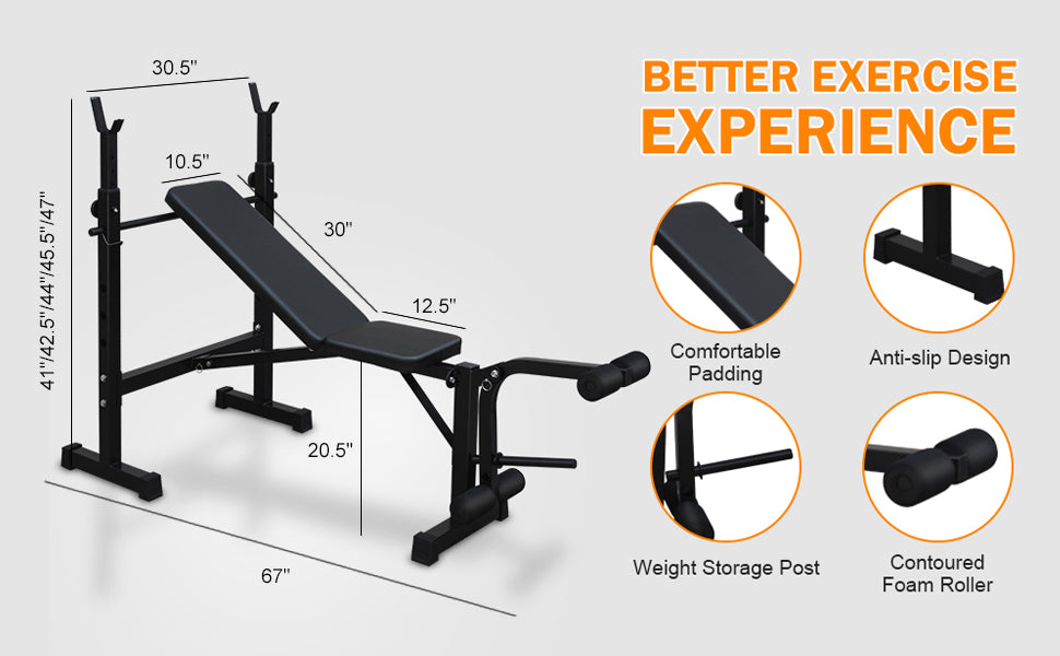 Adjustable weight bench with padded seat and leg extension for home gyms